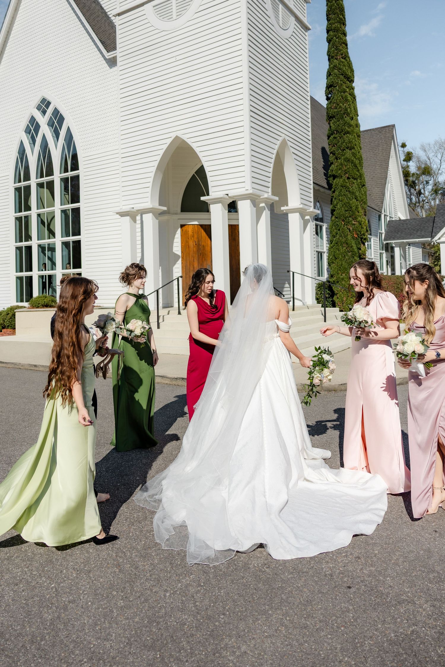 Wedding Bridal Party Photos at Saint Francis at The Point Anglican Church Fairhope, Alabama