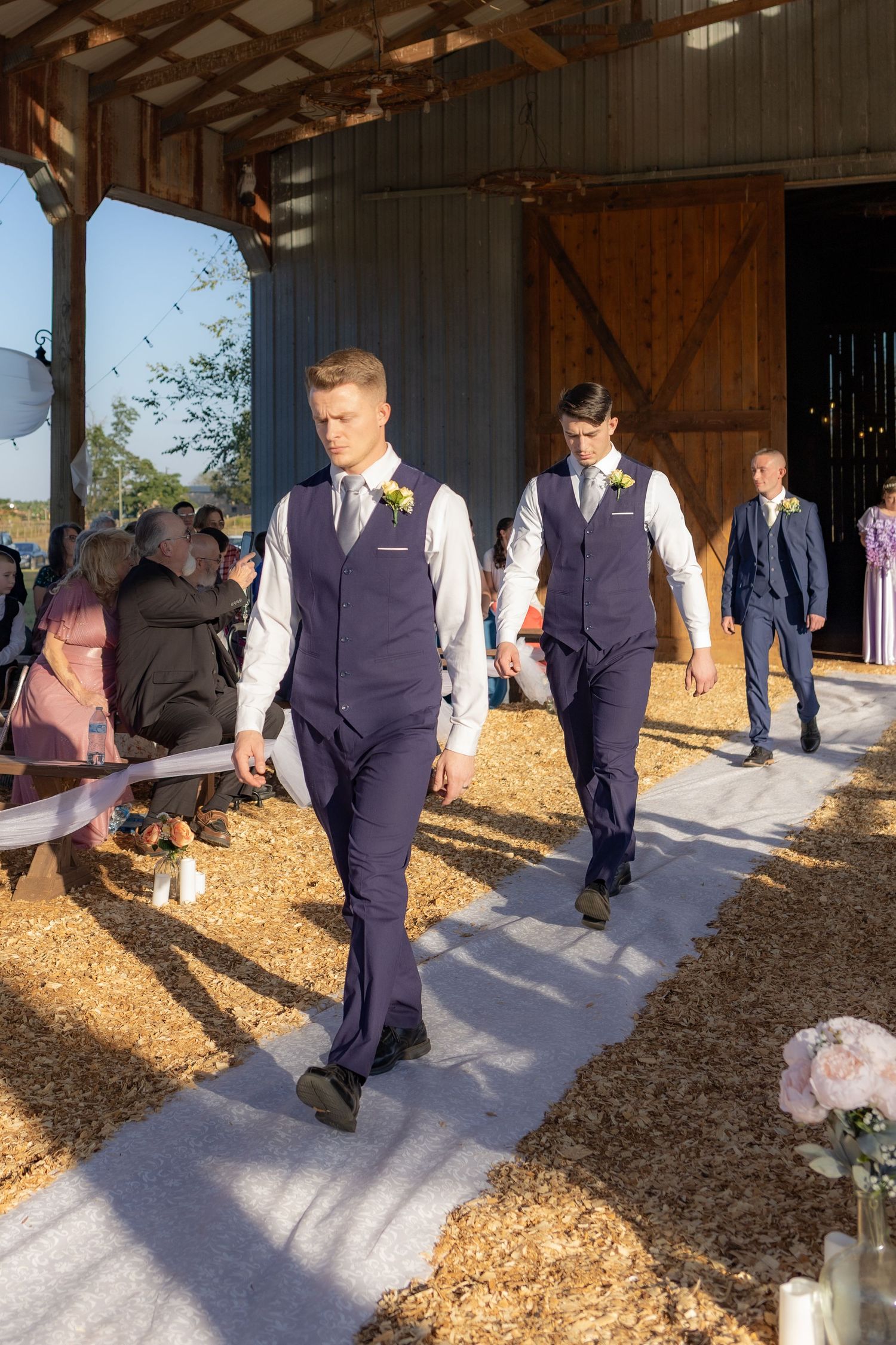 Wedding party walks the aisle at Dalrymple Farms Enterprise, Alabama