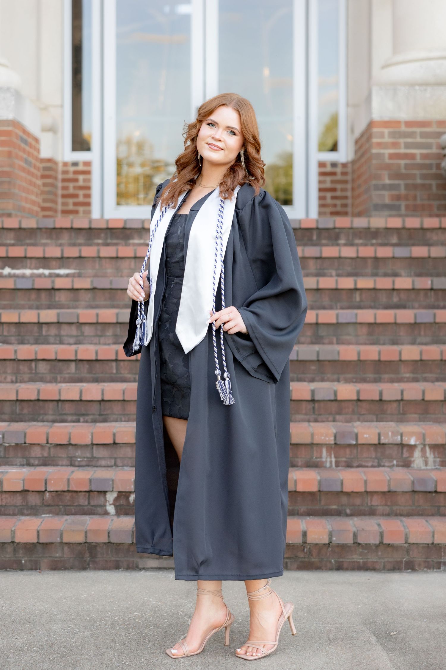 Senior cap and gown portraits at Troy University Dothan Campus