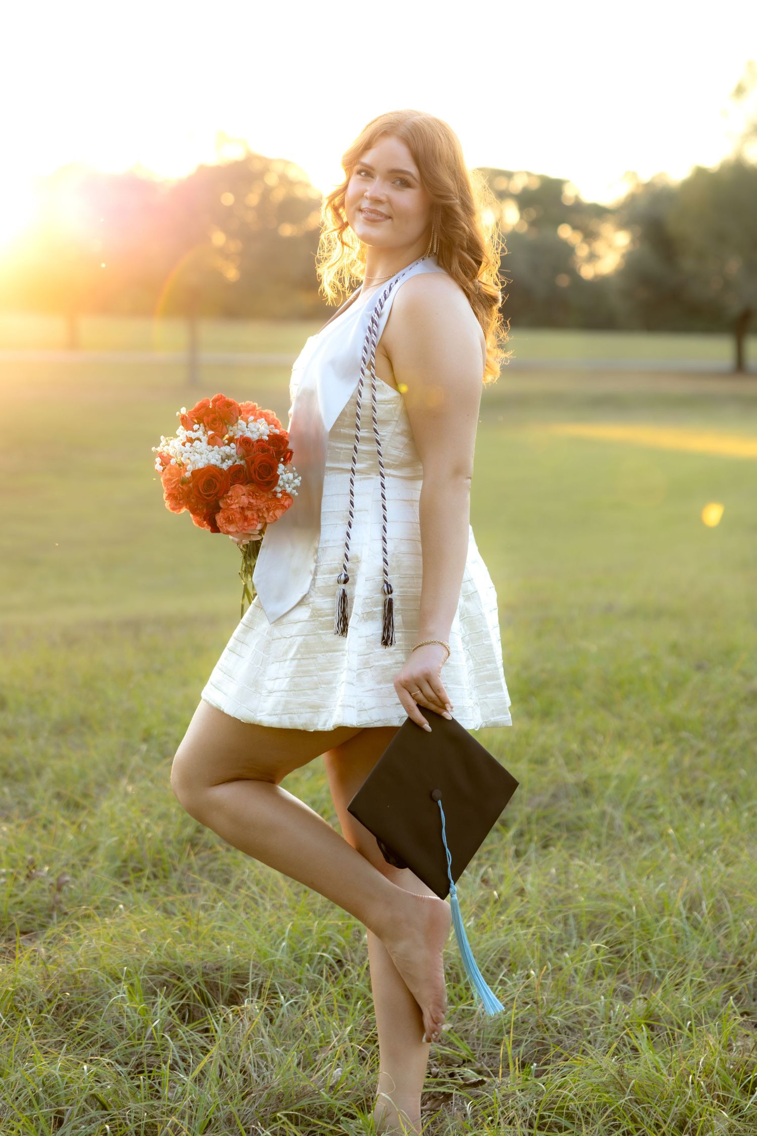 Senior Pictures at sunset in a