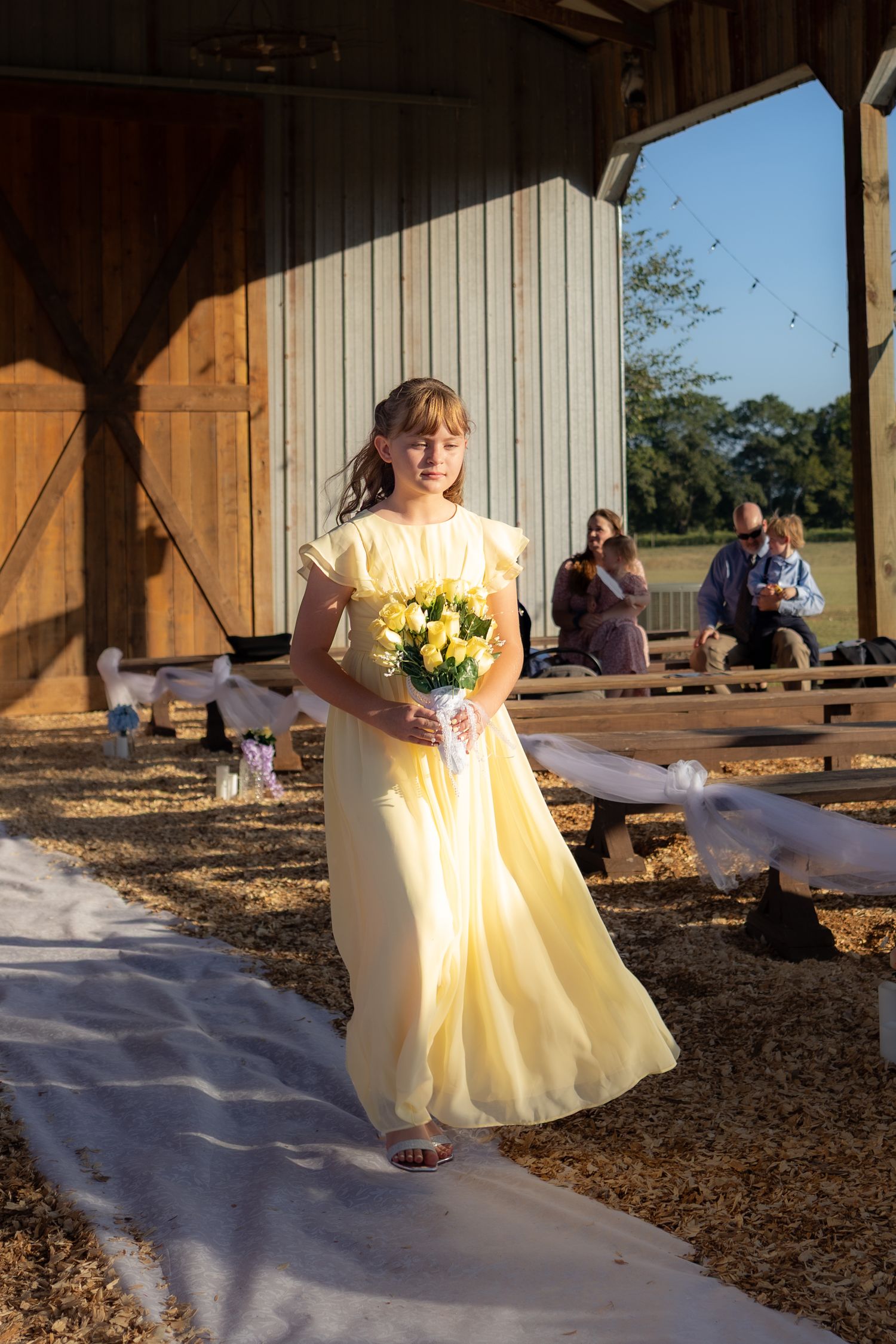 Wedding party walks the aisle at Dalrymple Farms Enterprise, Alabama