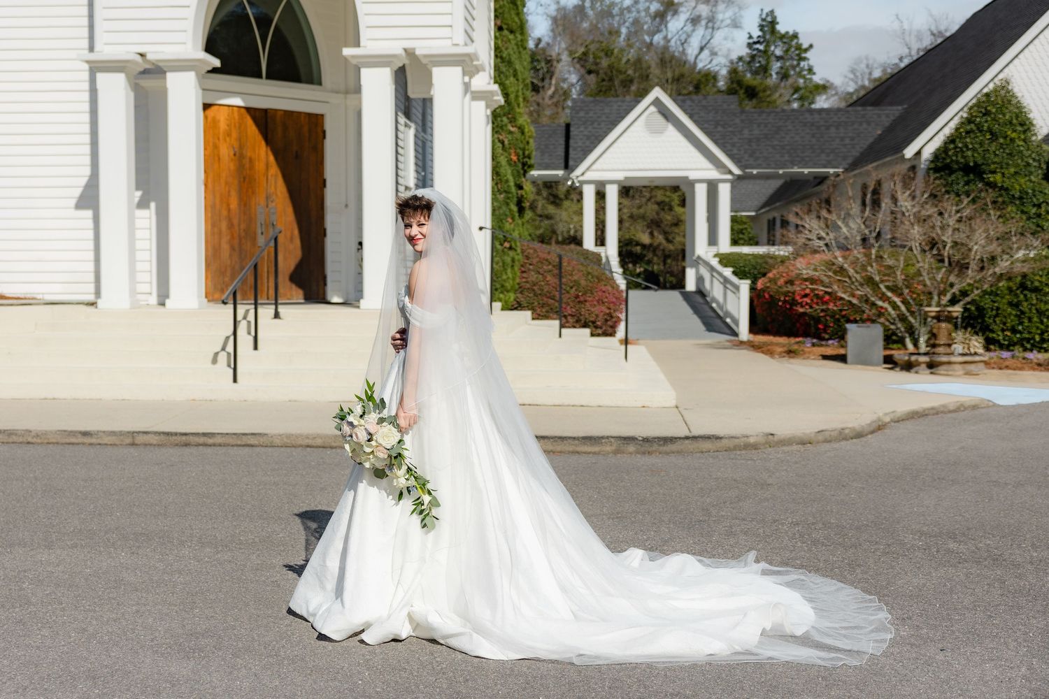 Wedding Bridal Portraits at Saint Francis at The Point Anglican Church Fairhope, Alabama