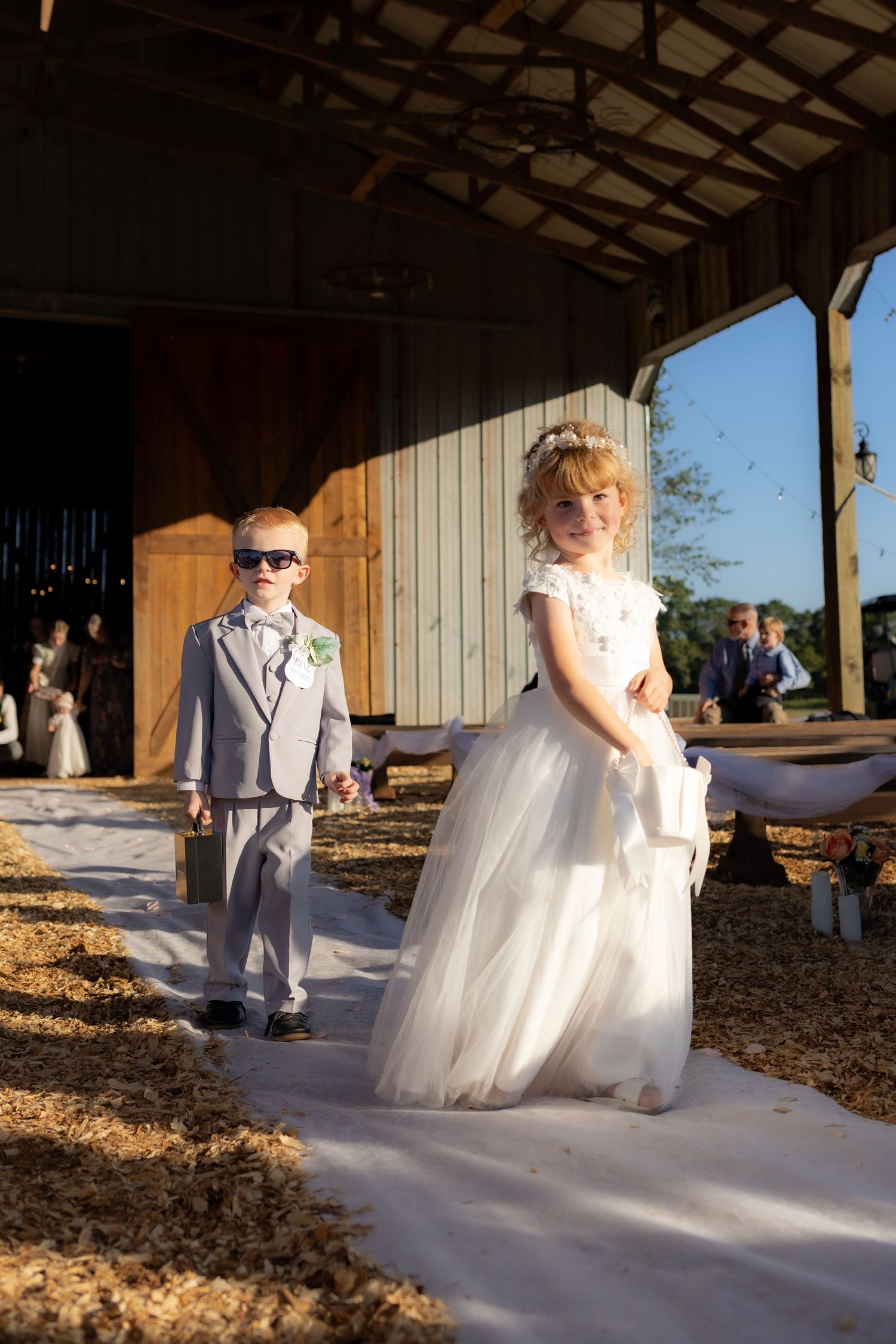 Wedding party walks the aisle at Dalrymple Farms Enterprise, Alabama