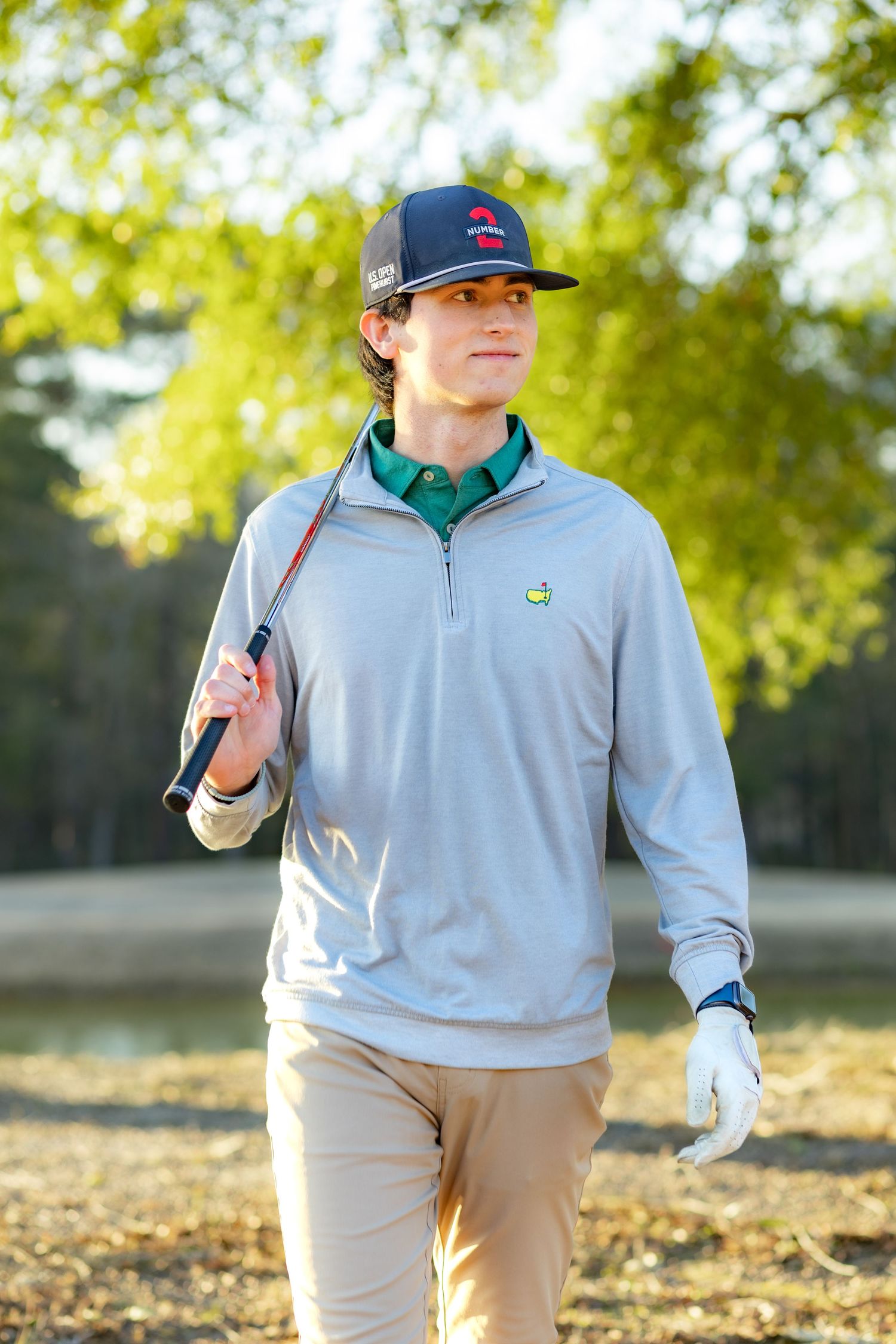 Senior playing golf on a golf course in Enterprise, Alabama