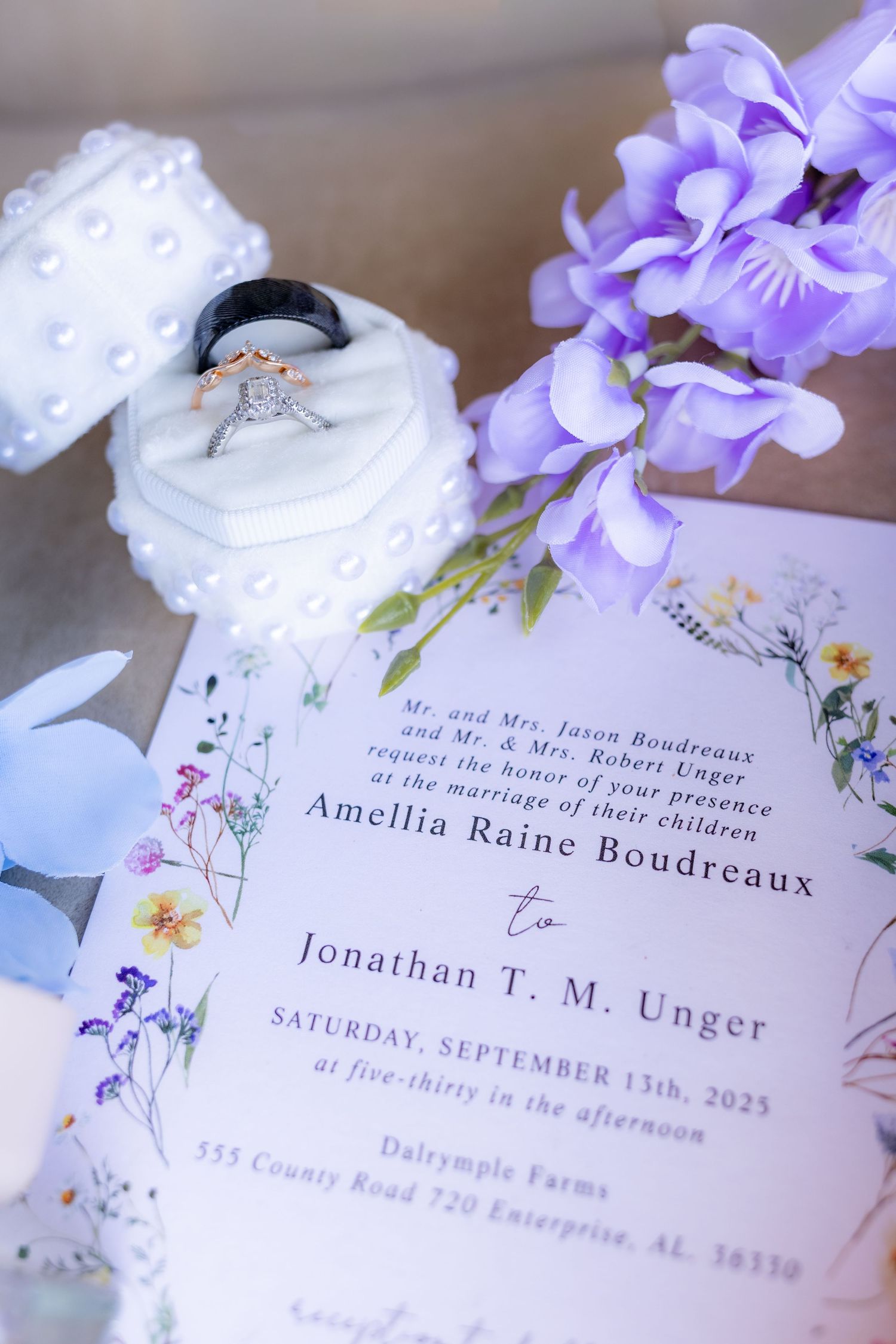Wedding details at wedding venue Dalrymple Farms Enterprise, Alabama