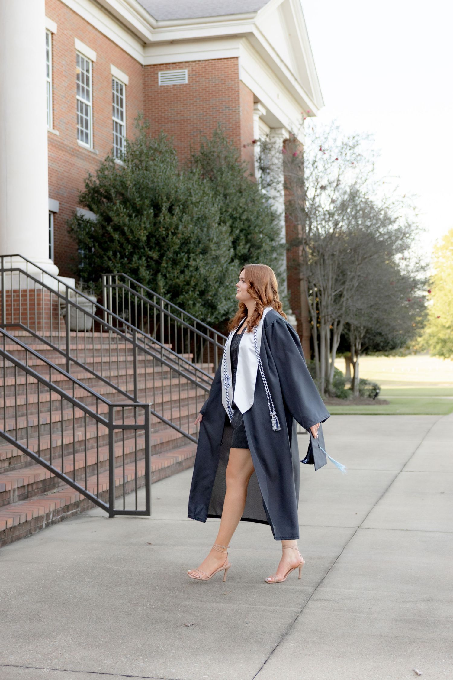 Senior cap and gown portraits at Troy University Dothan Campus