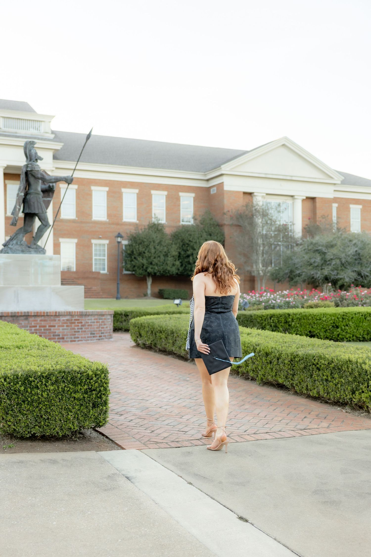 Senior cap and gown portraits at Troy University Dothan Campus