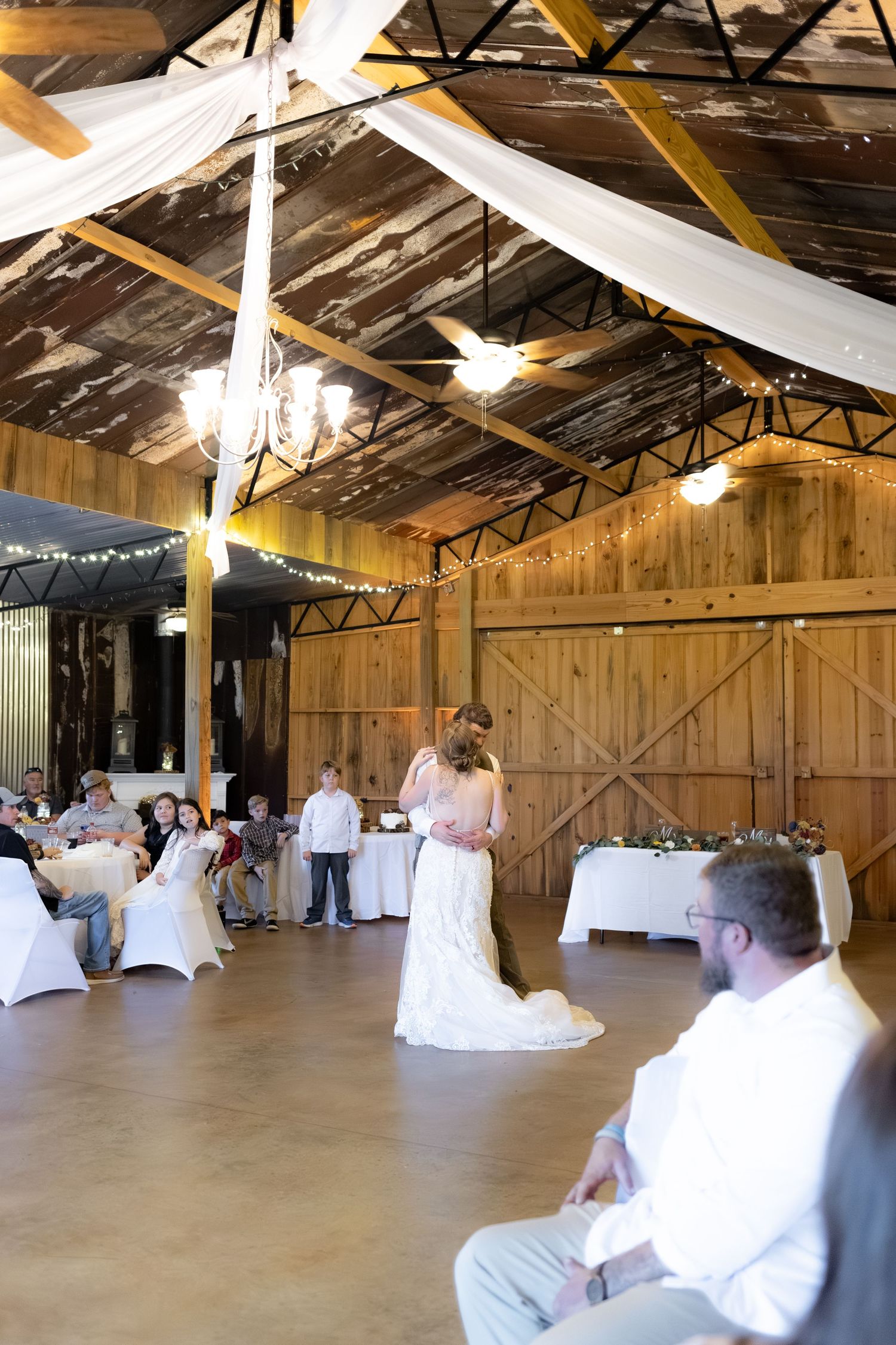 Bride and grandfather dance at a wedding at Hilltop Acres Wicksburg, Alabama