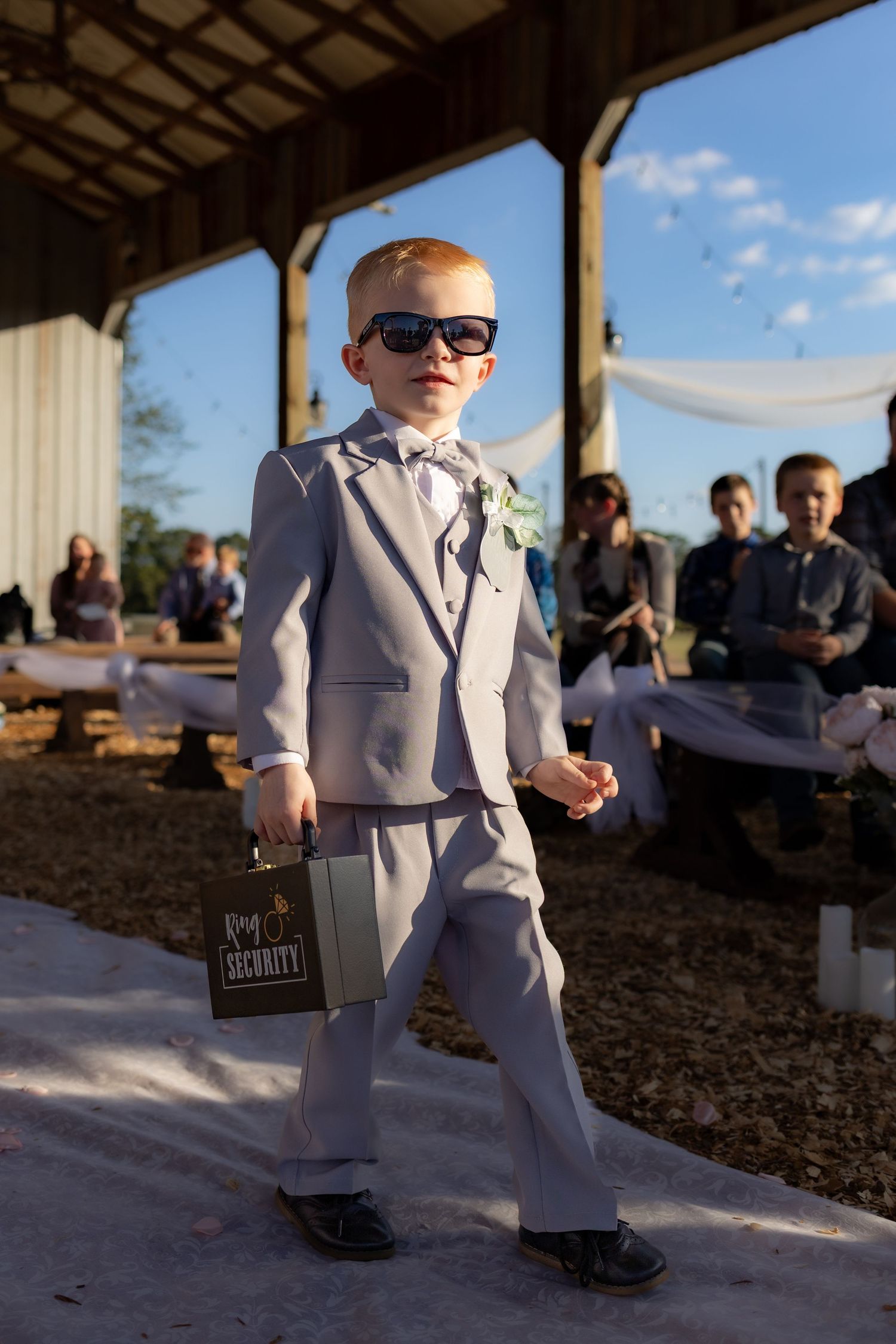 Wedding party walks the aisle at Dalrymple Farms Enterprise, Alabama