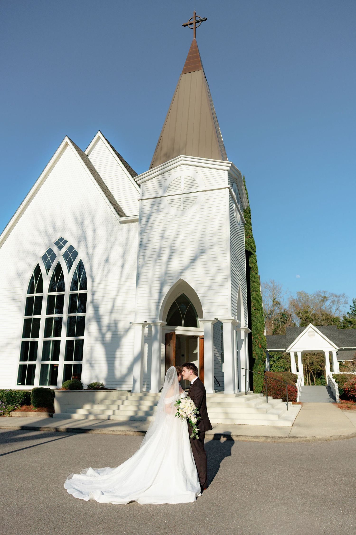 Couple Portraits at Saint Francis at the Point Anglican Church Fairhope, Alabama