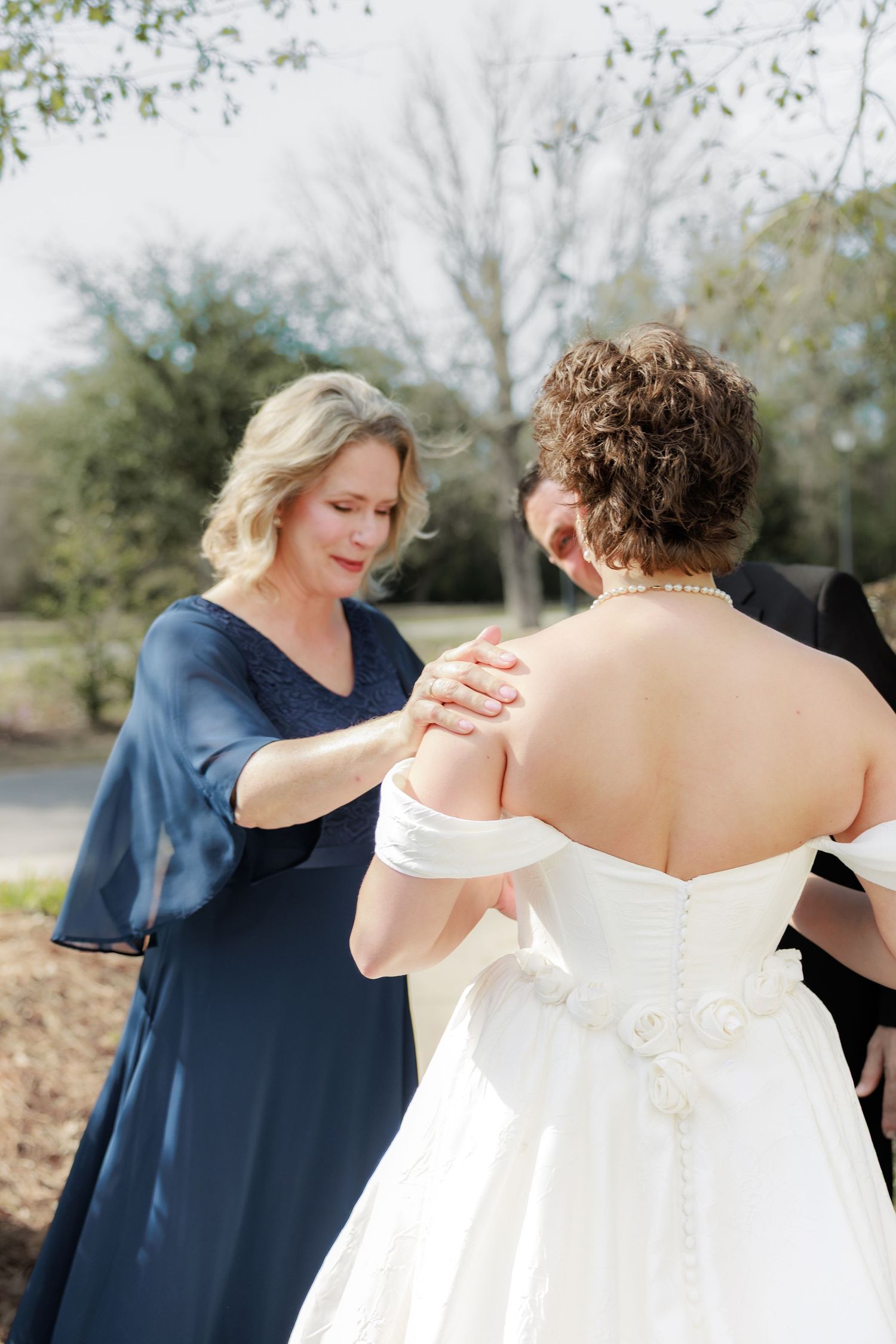 Wedding Parents First Look at Saint Francis at The Point Anglican Church Fairhope, Alabama