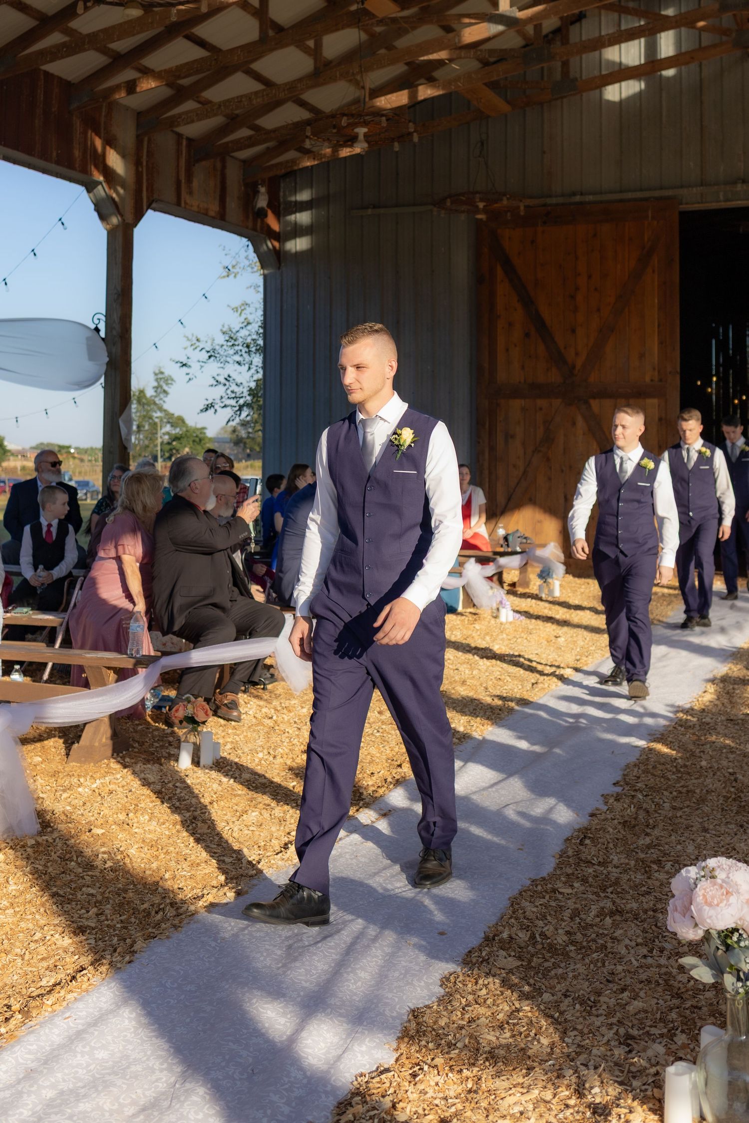Wedding party walks the aisle at Dalrymple Farms Enterprise, Alabama