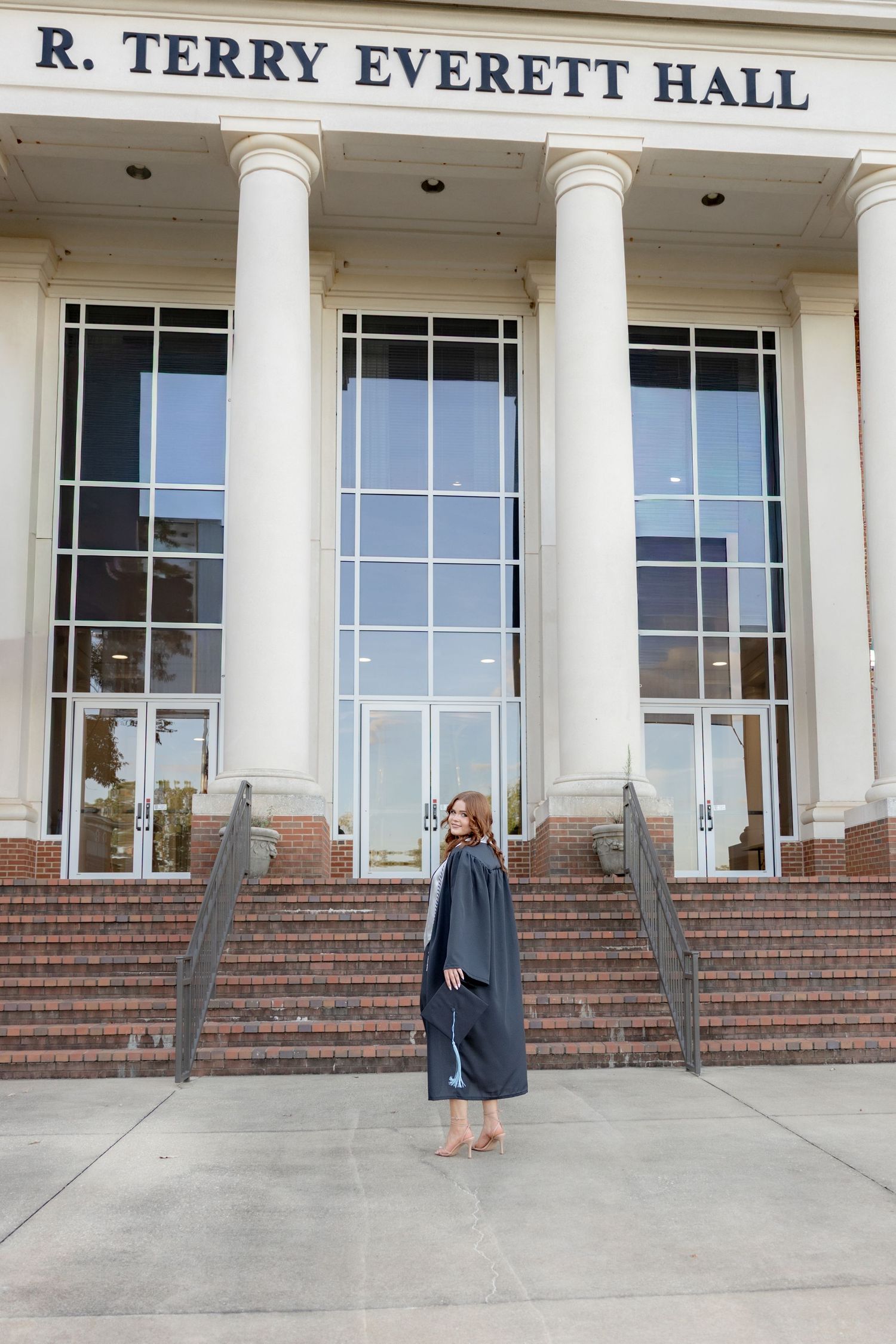Senior cap and gown portraits at Troy University Dothan Campus