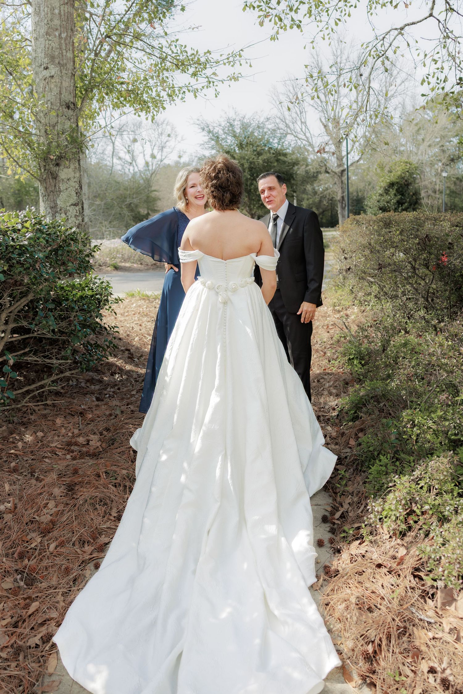 Wedding Parents First Look at Saint Francis at The Point Anglican Church Fairhope, Alabama