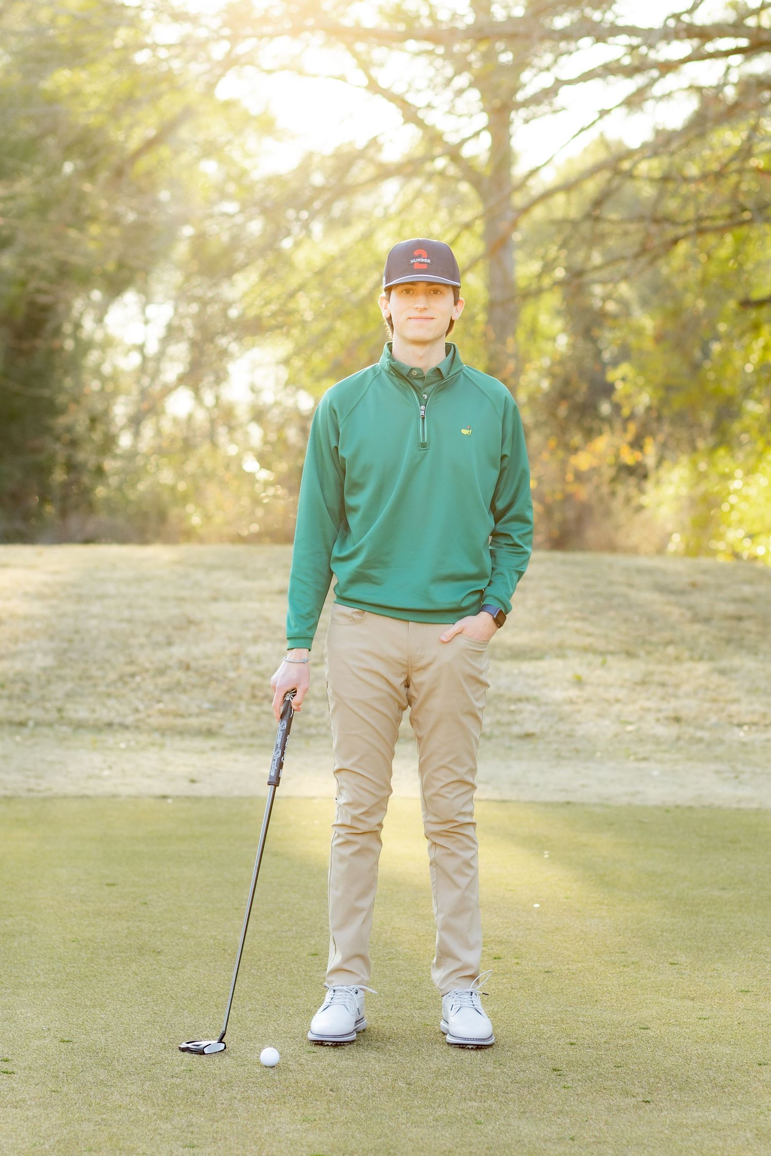 Senior portrait on a golf course in Enterprise, Alabama