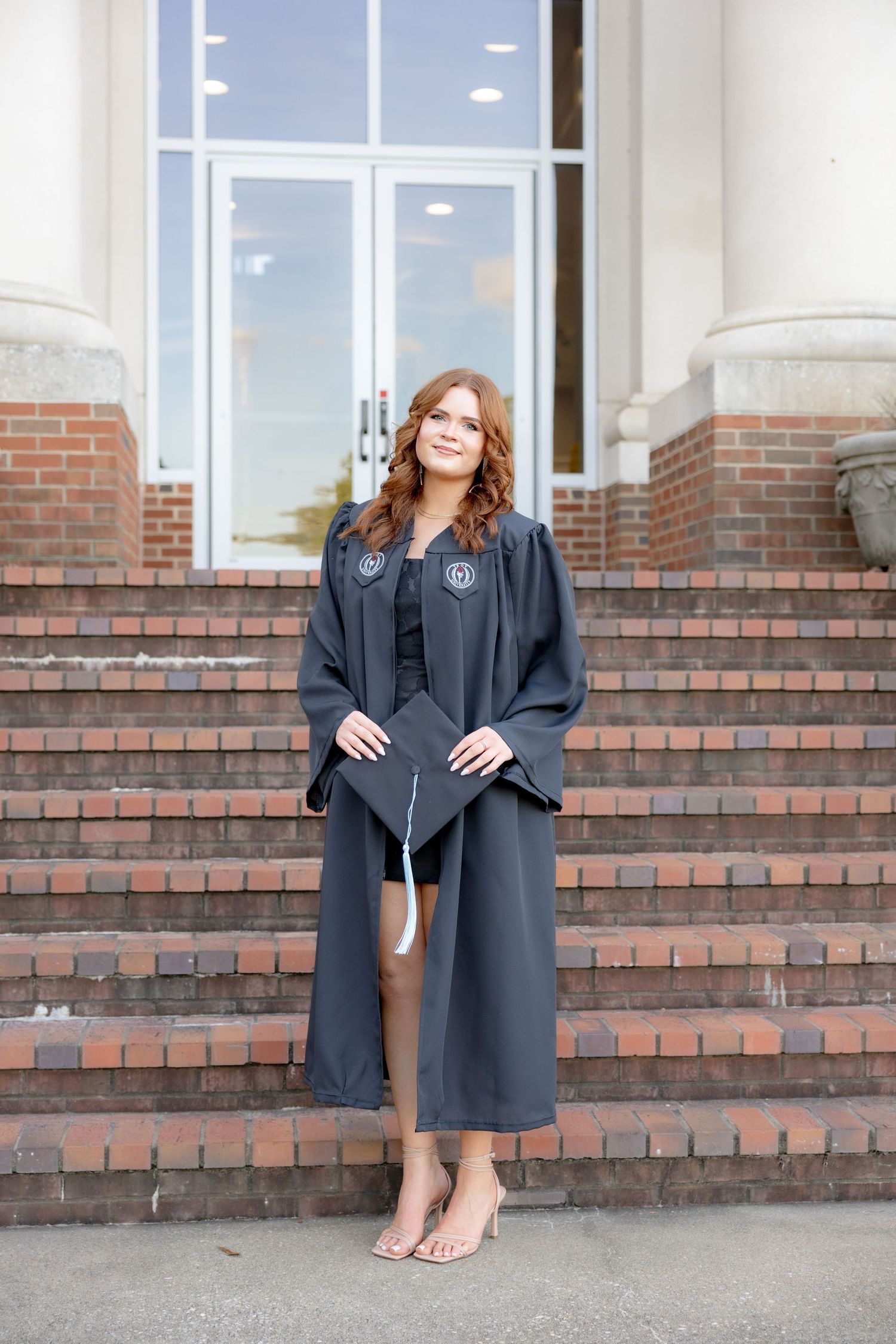 Senior cap and gown portraits at Troy University Dothan Campus