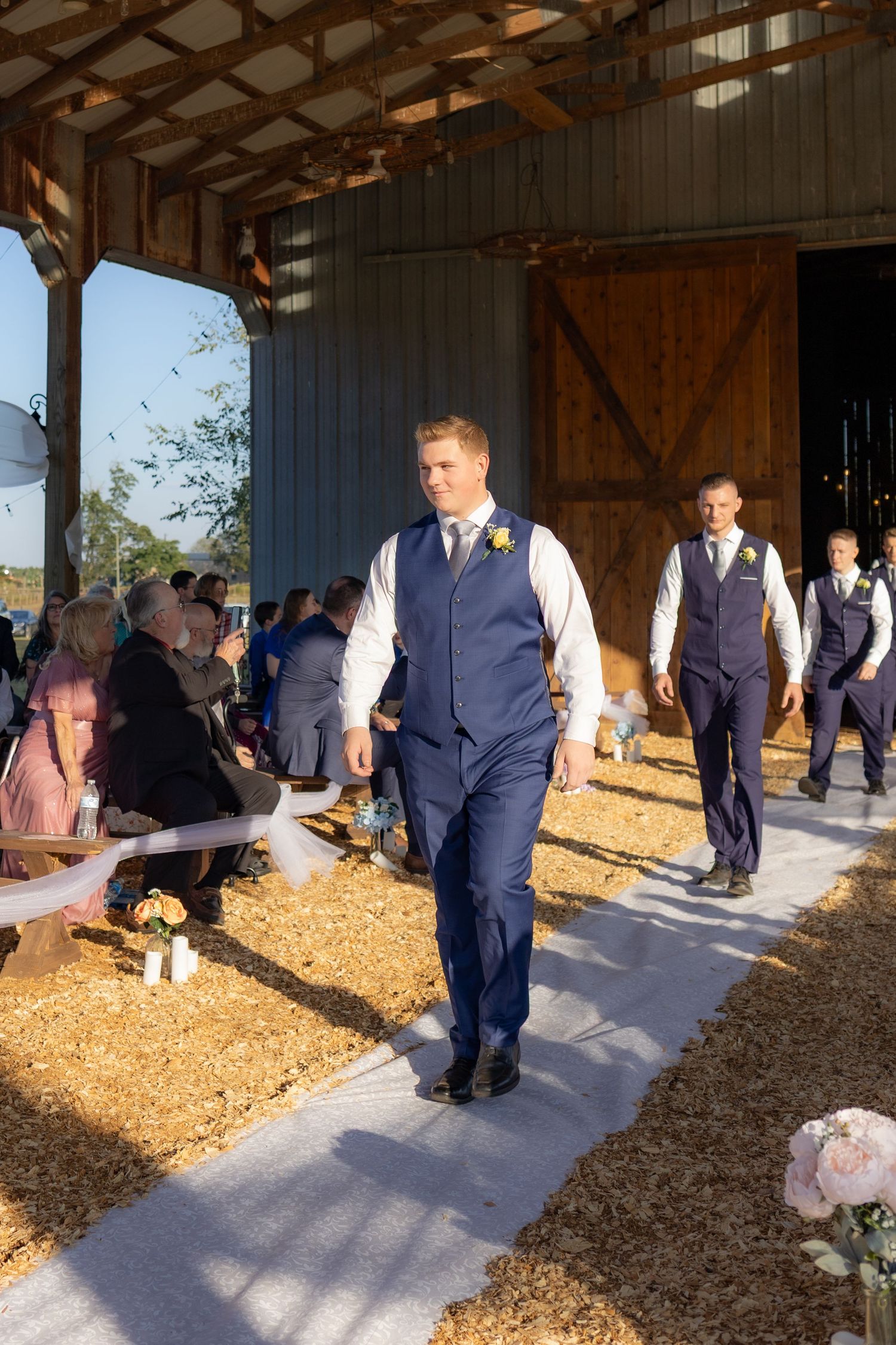 Wedding party walks the aisle at Dalrymple Farms Enterprise, Alabama