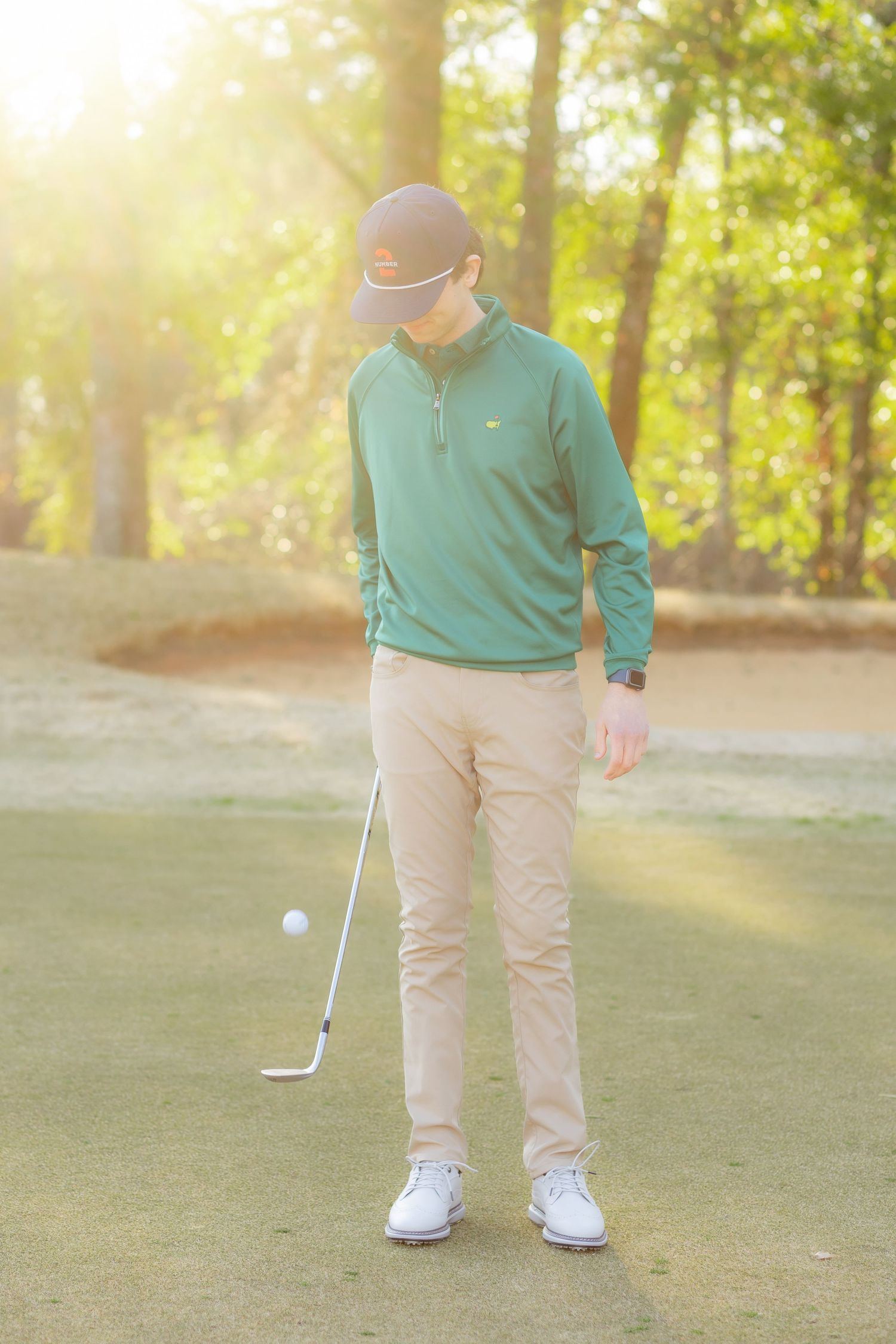 Senior playing golf on a golf course in Enterprise, Alabama