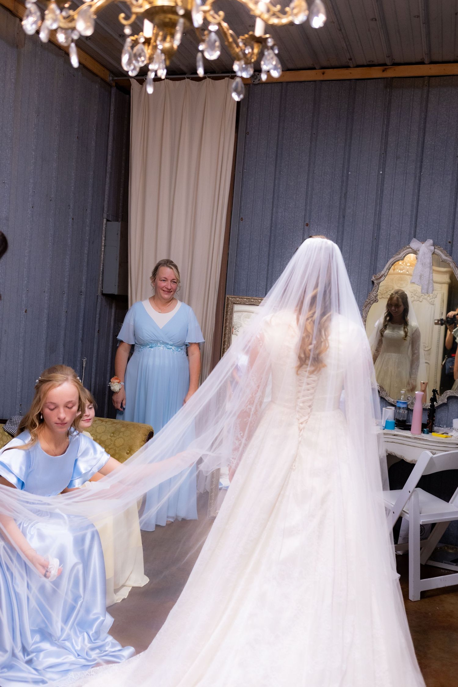 Bride and mother-in-law first look at wedding venue Dalrymple Farms Enterprise, Alabama