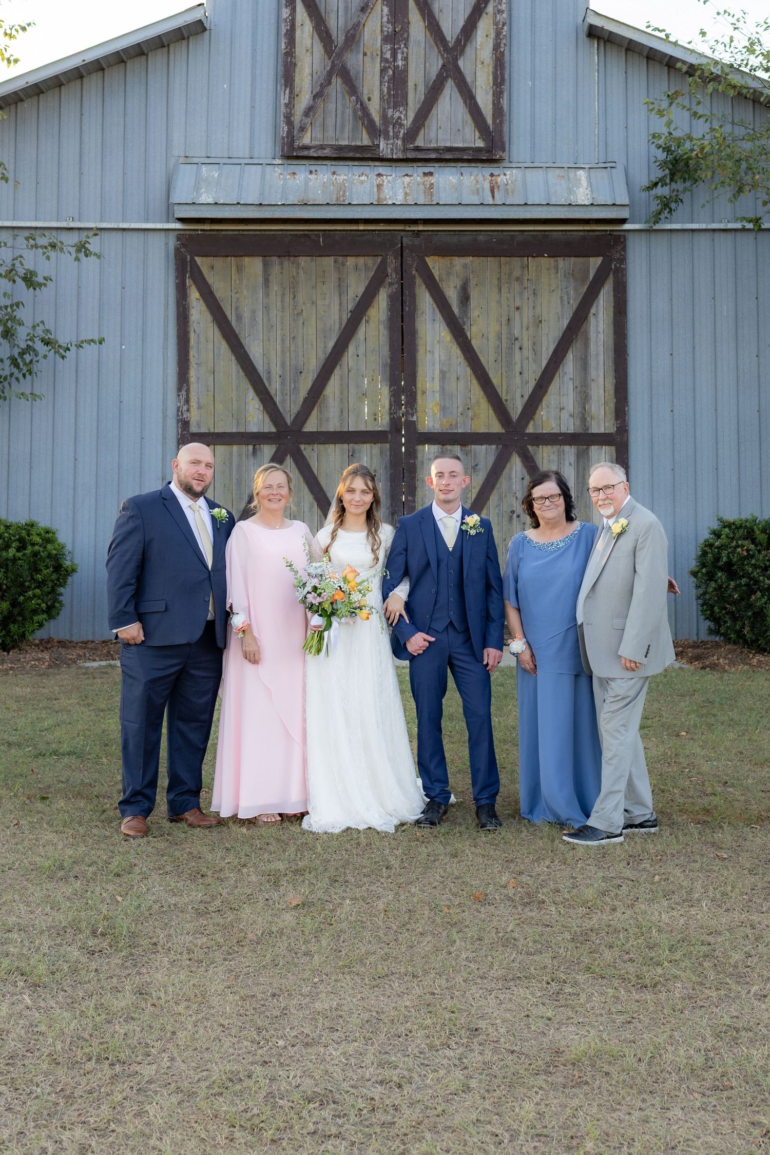 Family photos at a wedding at Dalrymple Farms Enterprise, Alabama
