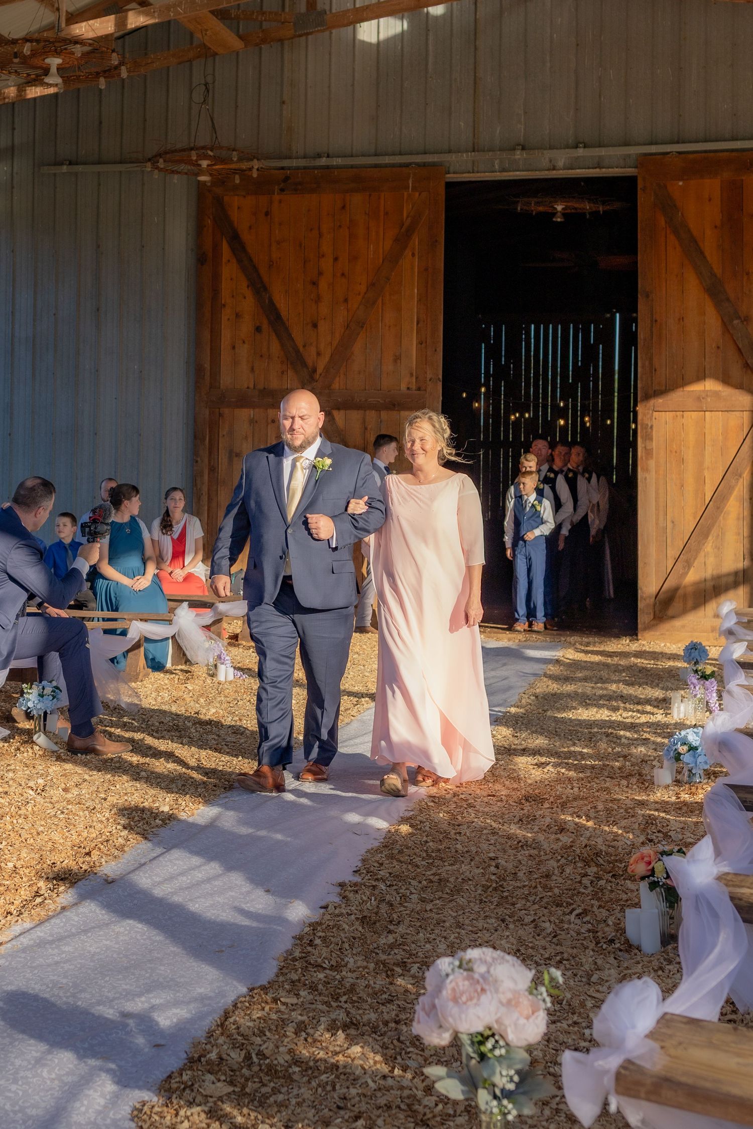 Wedding party walks the aisle at Dalrymple Farms Enterprise, Alabama
