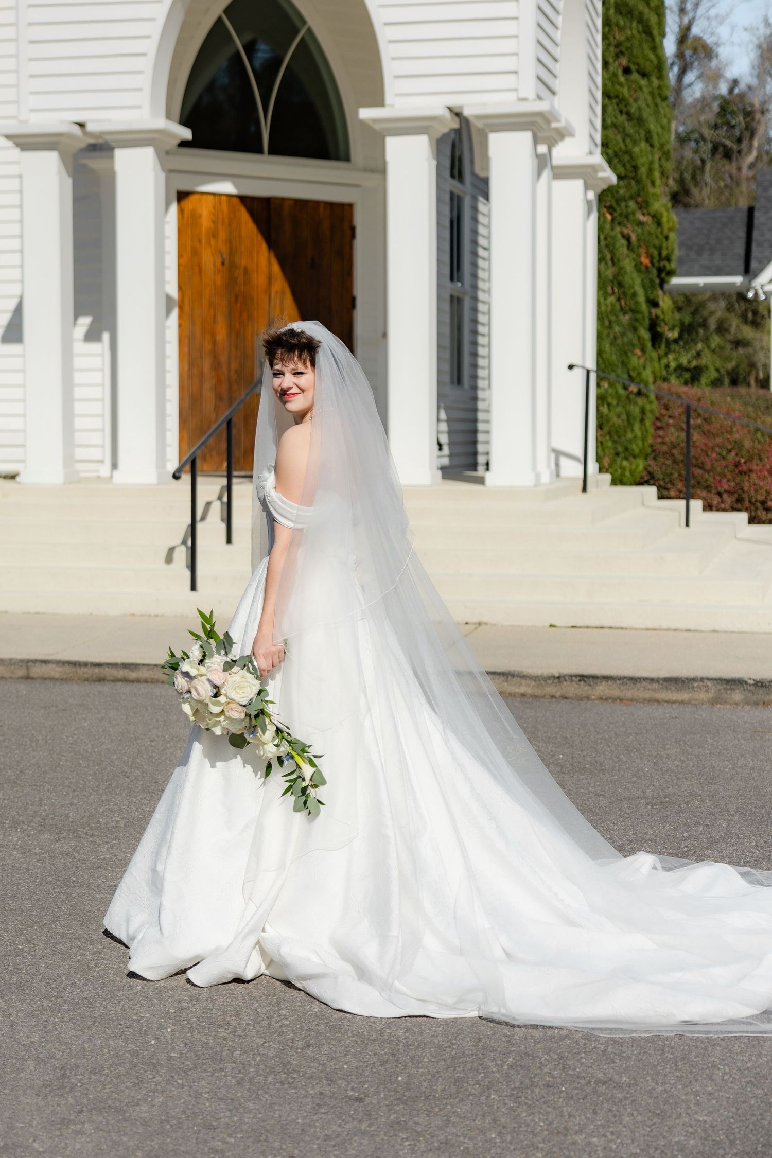 Wedding Bridal Portraits at Saint Francis at The Point Anglican Church Fairhope, Alabama