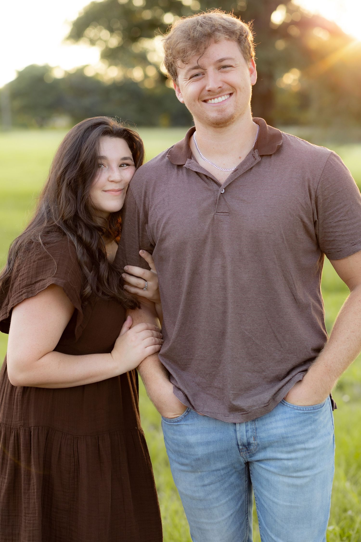 Family Pictures in a grass field at sunset near Dothan, Alabama