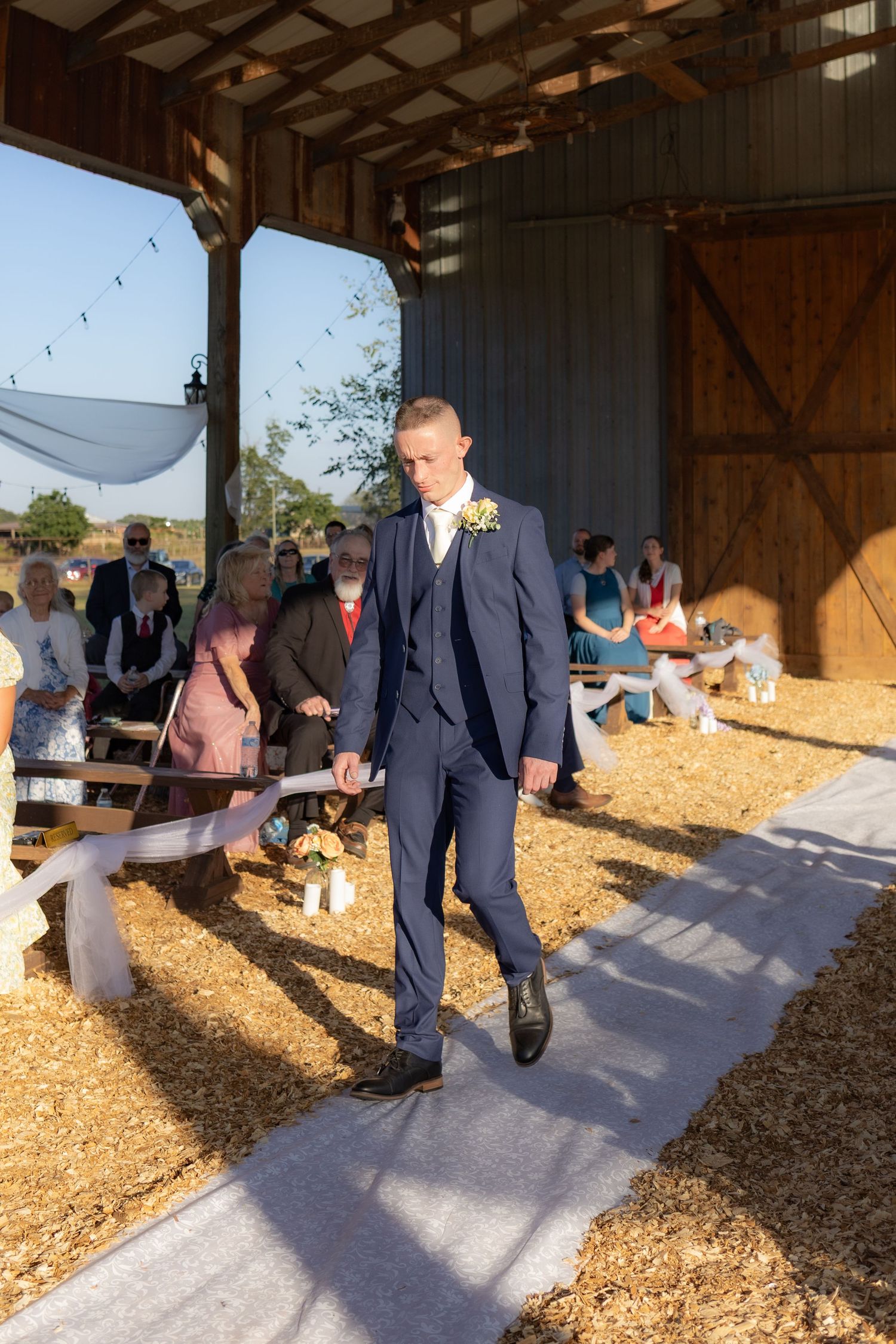 Wedding party walks the aisle at Dalrymple Farms Enterprise, Alabama