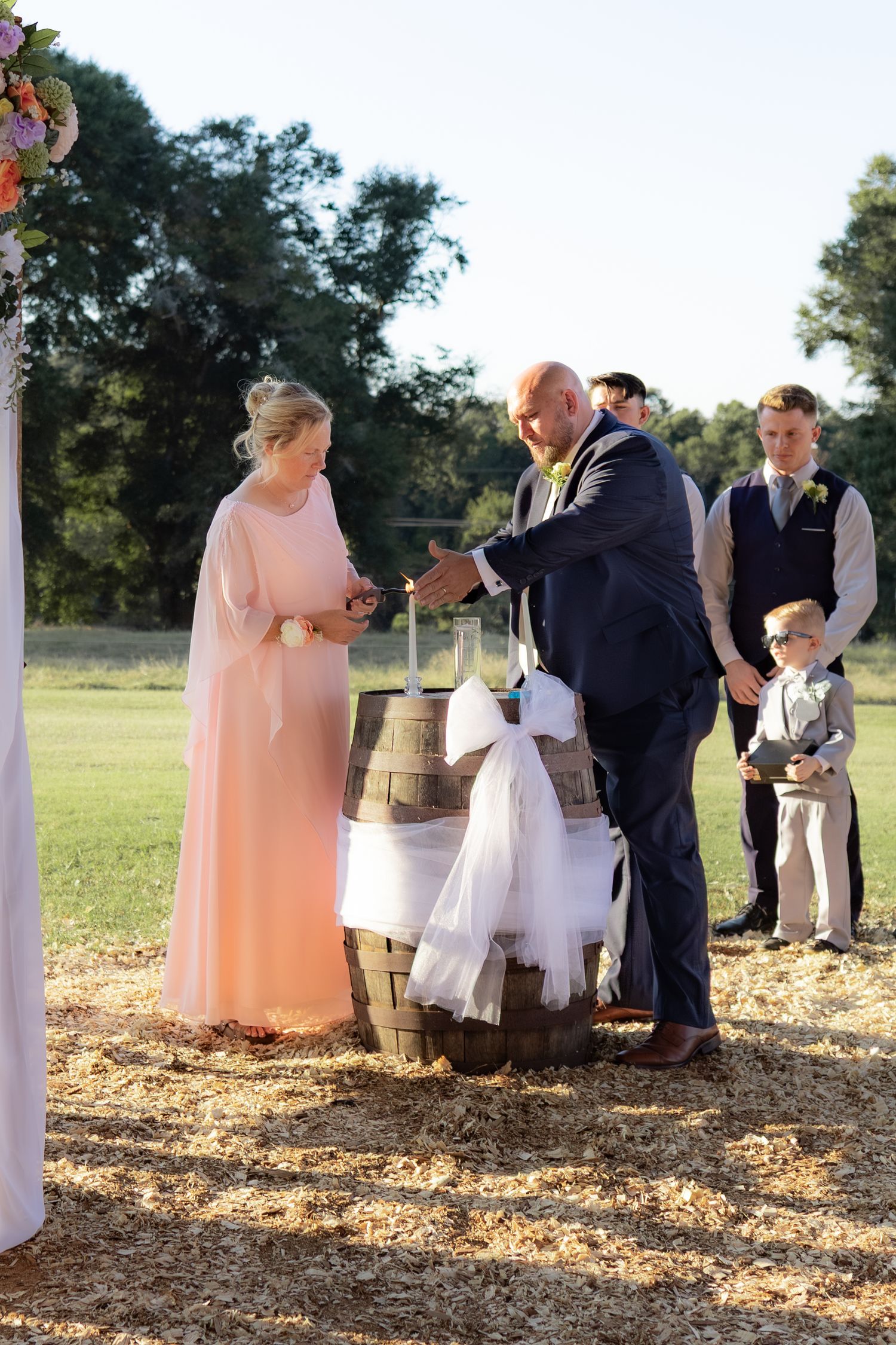 Mother and father of the bride performing unity ritual at Dalrymple Farms Enterprise, Alabama
