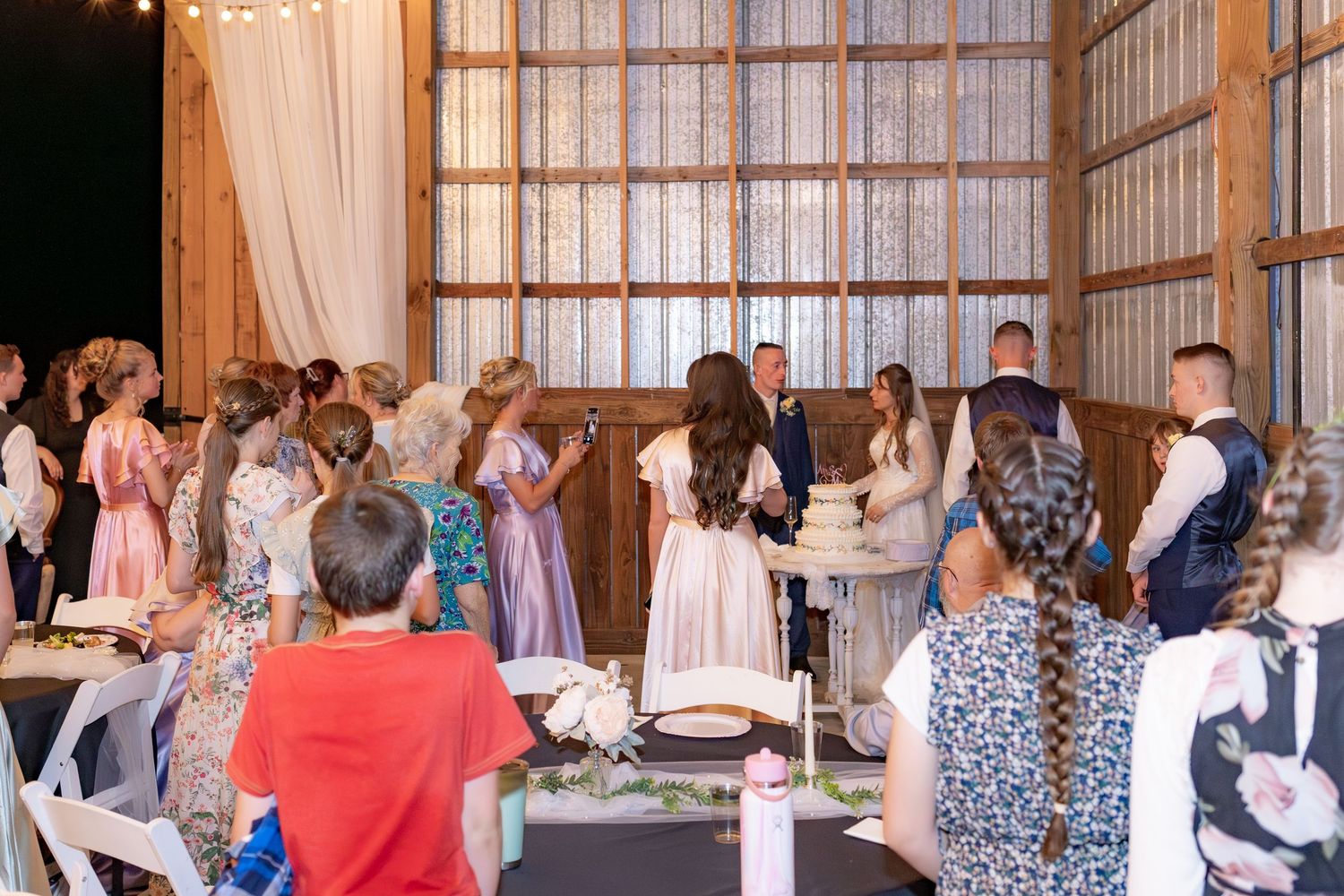 Guests mingling at a wedding at Dalrymple Farms Enterprise, Alabama