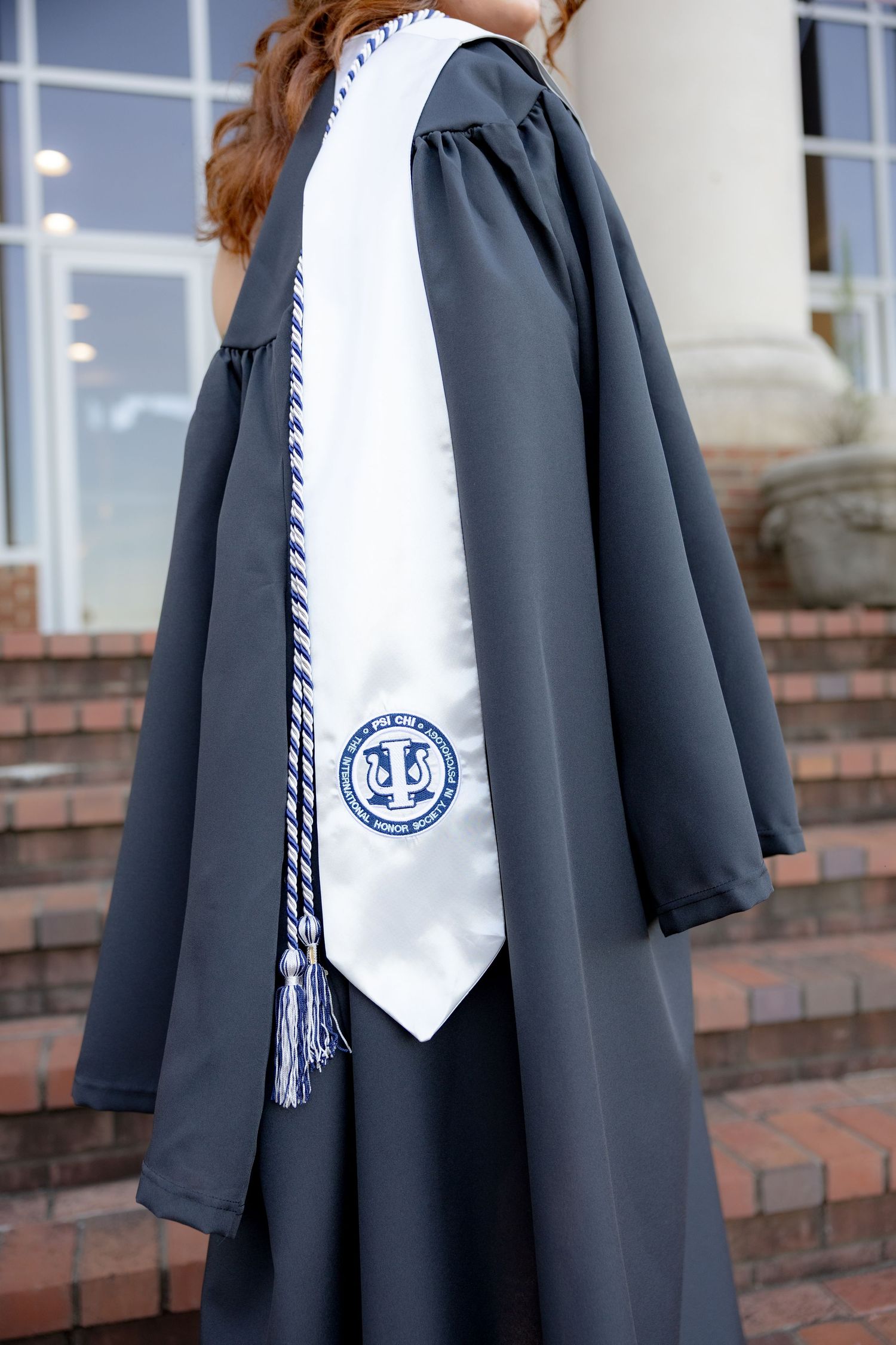 Senior cap and gown portraits at Troy University Dothan Campus
