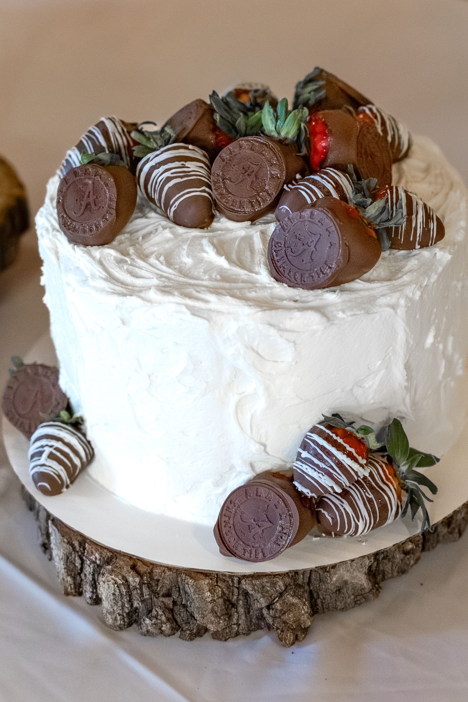 Alabama themed cake at a wedding at Hilltop Acres Wicksburg, Alabama