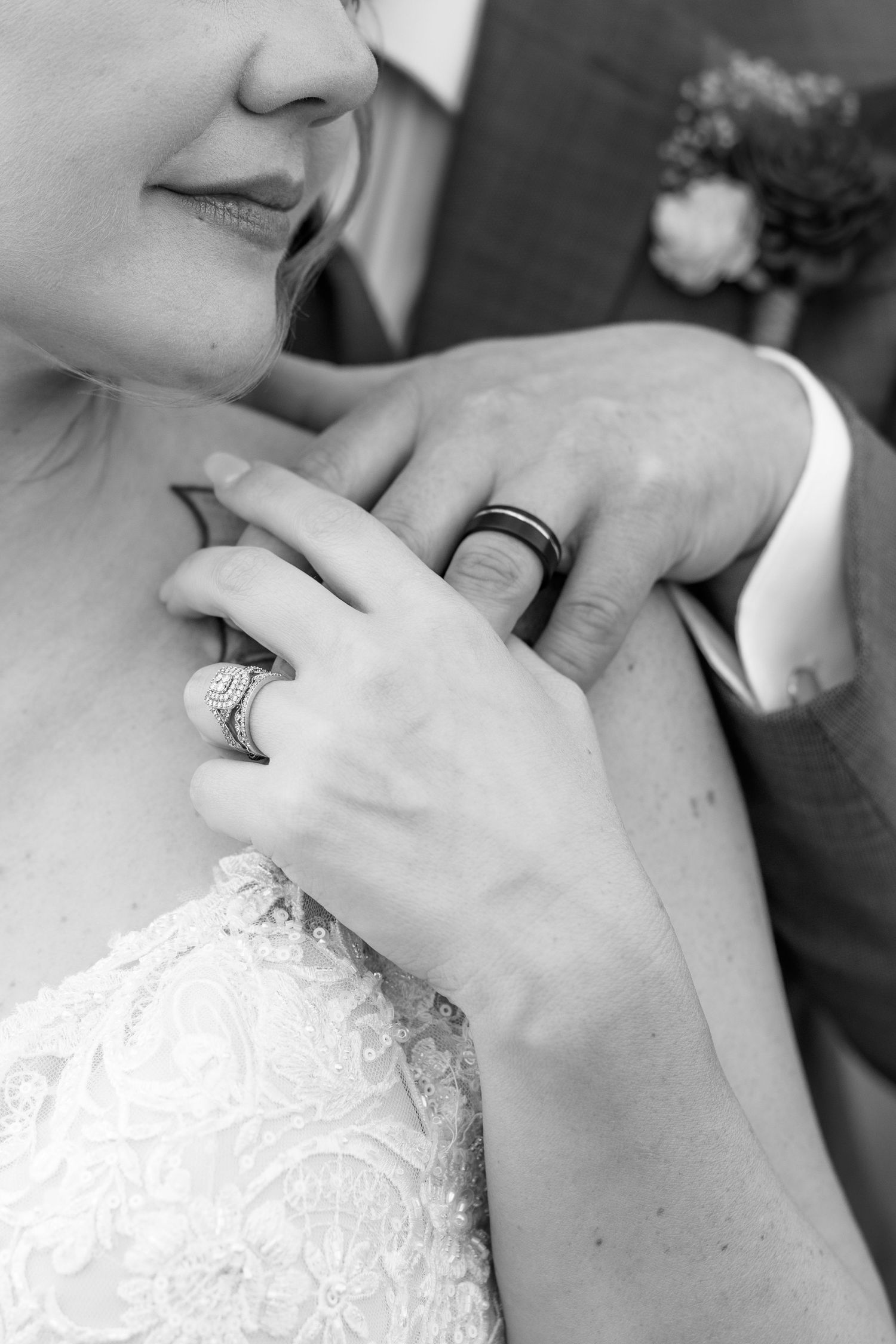 Bride and groom ring details at Hilltop Acres Wicksburg, Alabama