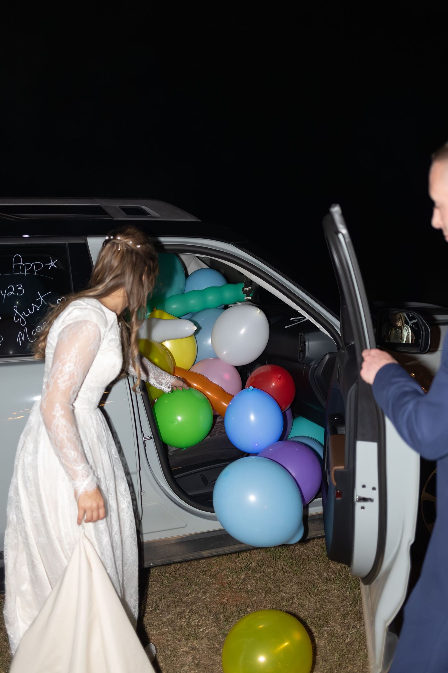 Newlywed couple making a grand exit at Dalrymple Farms Enterprise, Alabama