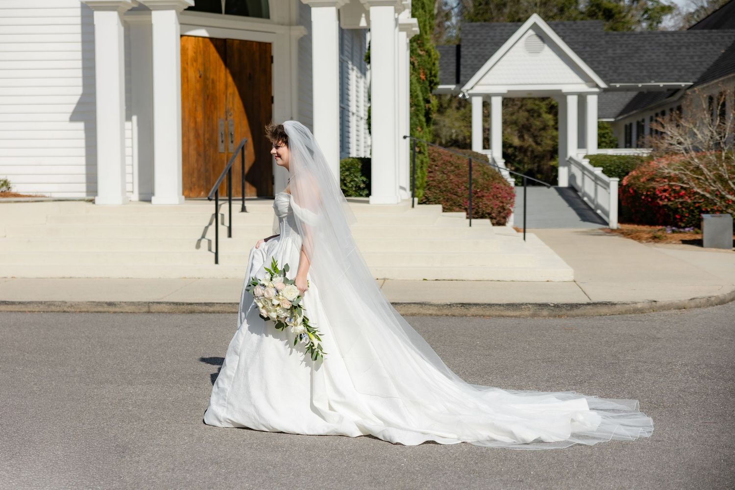 Wedding Bridal Portraits at Saint Francis at The Point Anglican Church Fairhope, Alabama