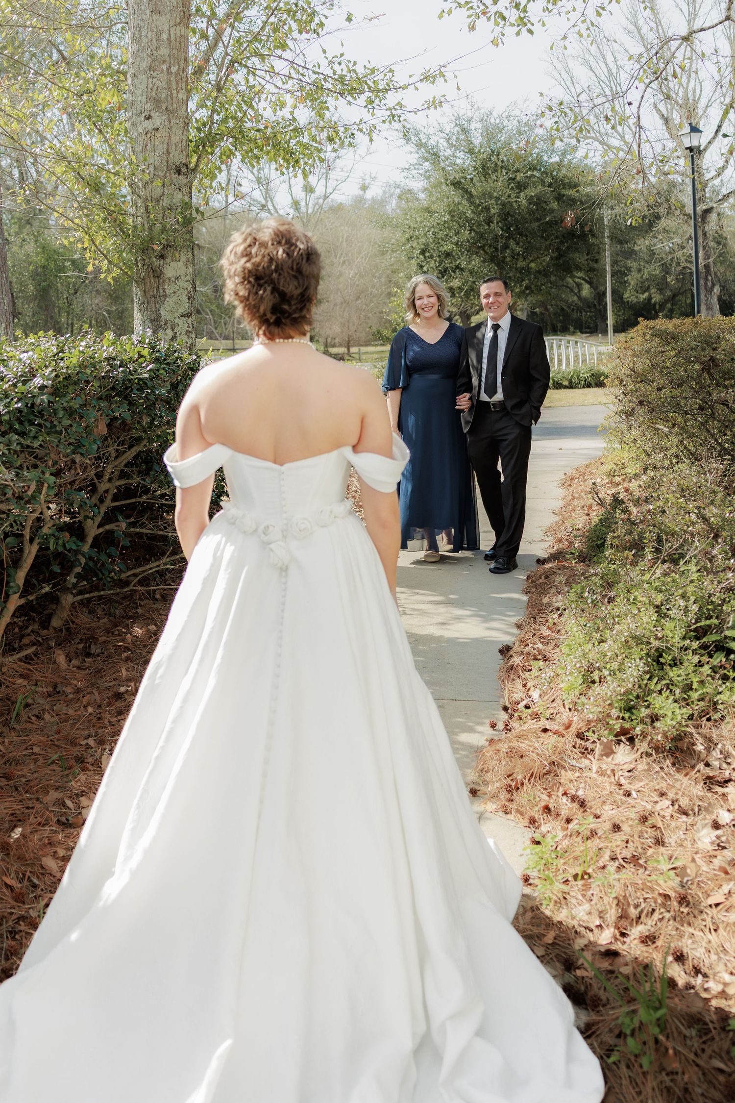 Wedding Parents First Look at Saint Francis at The Point Anglican Church Fairhope, Alabama
