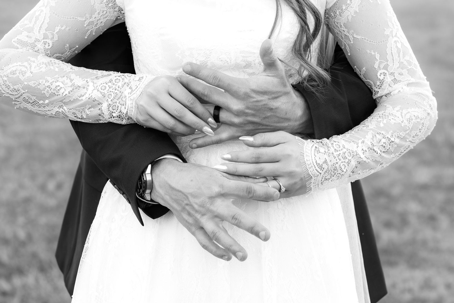 Bride and groom detail rings shot at Dalrymple Farms Enterprise, Alabama