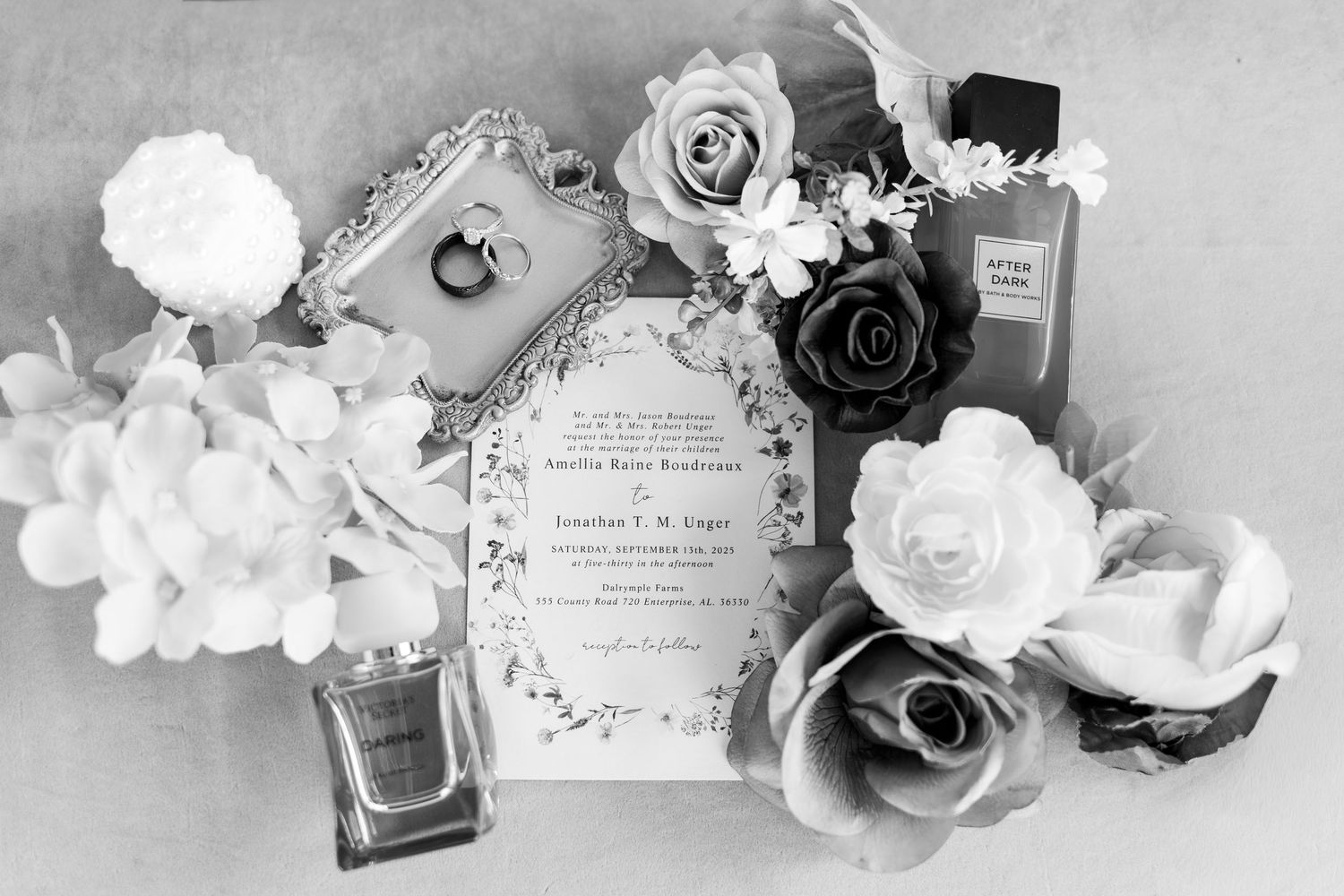 Wedding details at wedding venue Dalrymple Farms Enterprise, Alabama