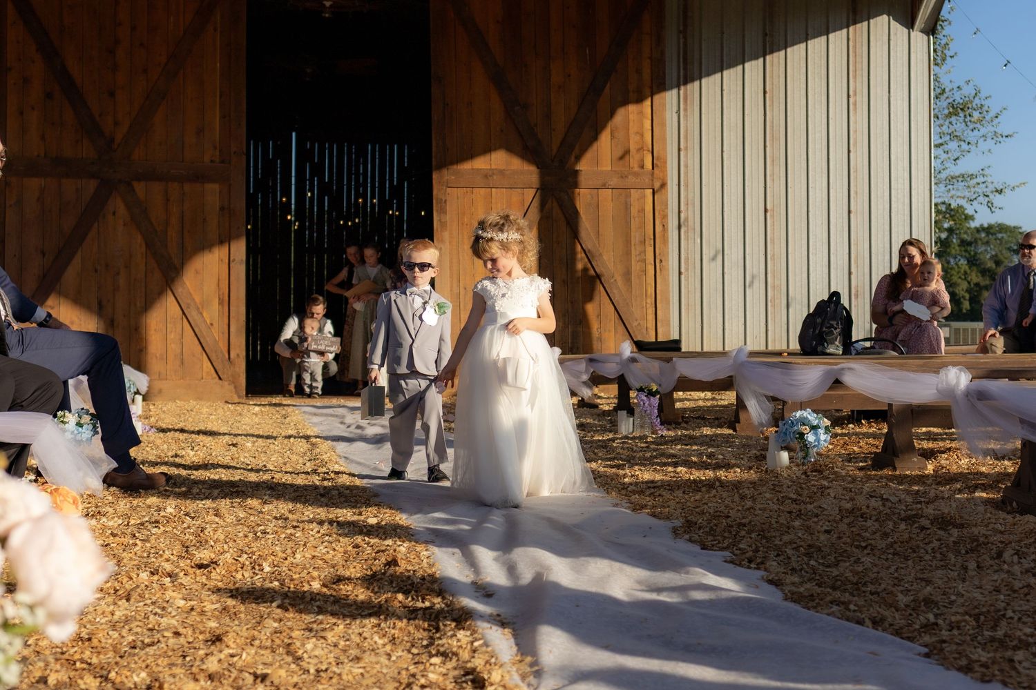 Wedding party walks the aisle at Dalrymple Farms Enterprise, Alabama