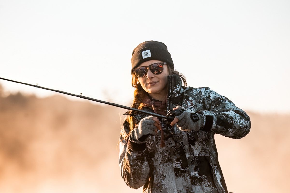 Fishing in winter gear.