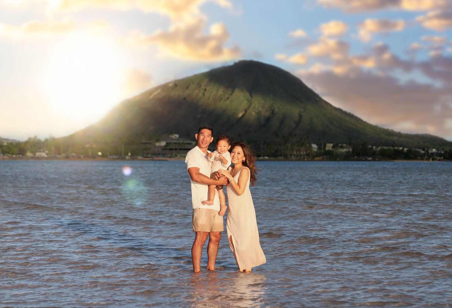 Family photography at sunset in Hawaii