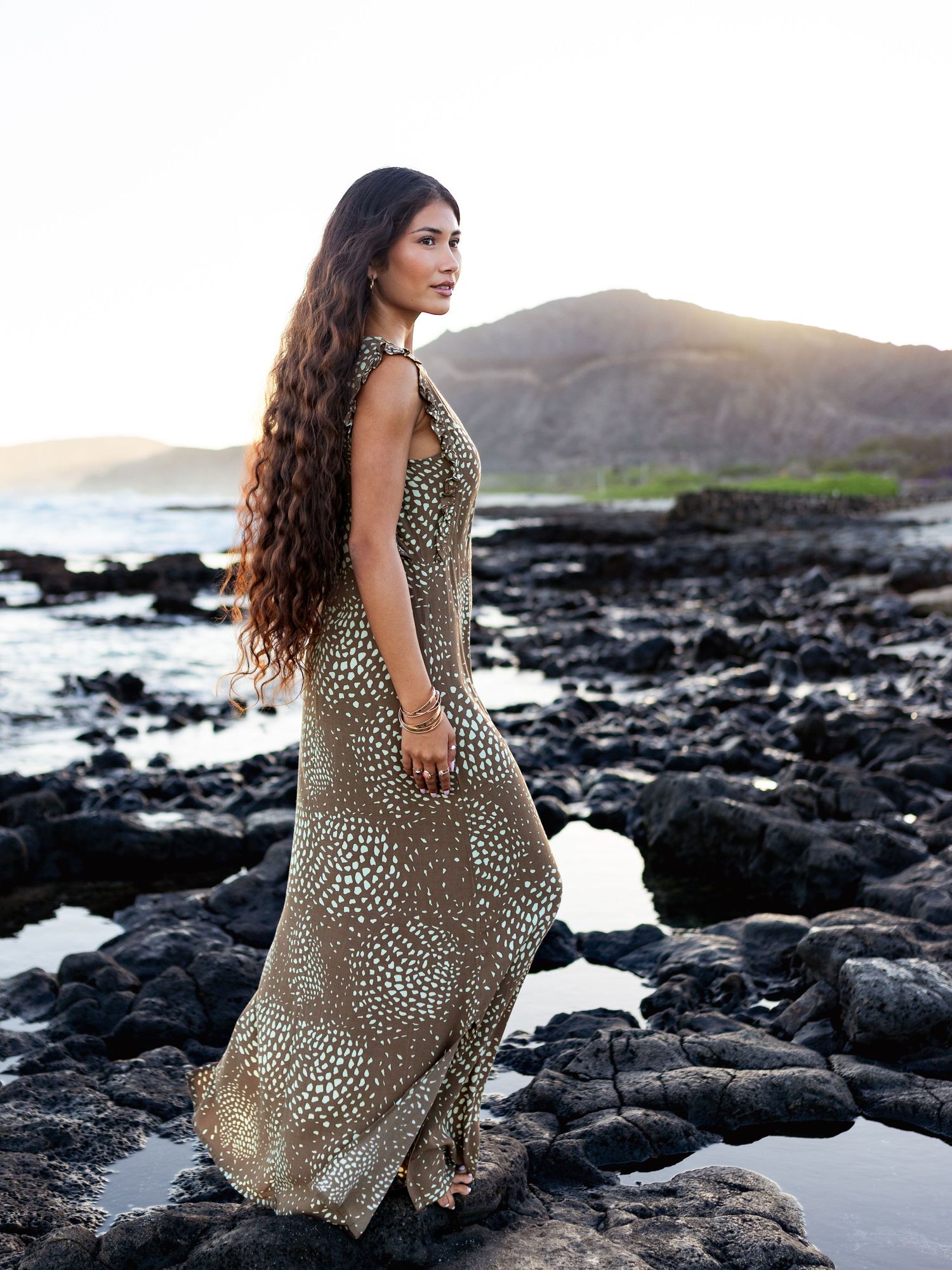 Portrait photography fashion photography at sunset in Hawaii