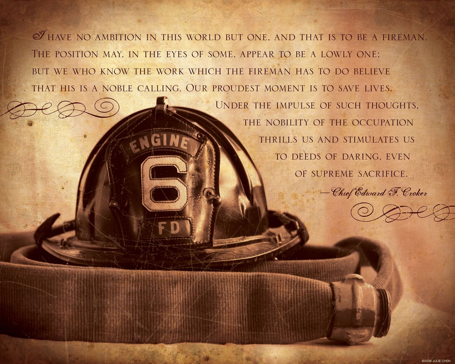 Firefighter Gift, Firefighter Retirement Gift, Firefighter Inspirational Quote Art Instant Download, Chief Edward Croker Quote, Fireman Gift