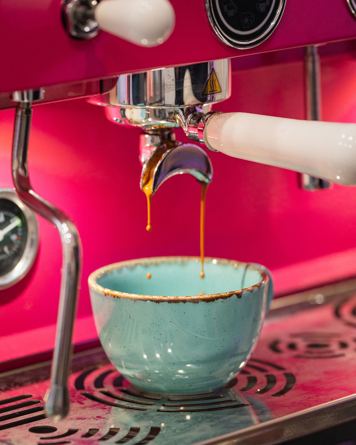 Close-up of a coffee machine at cinnammmm cafe