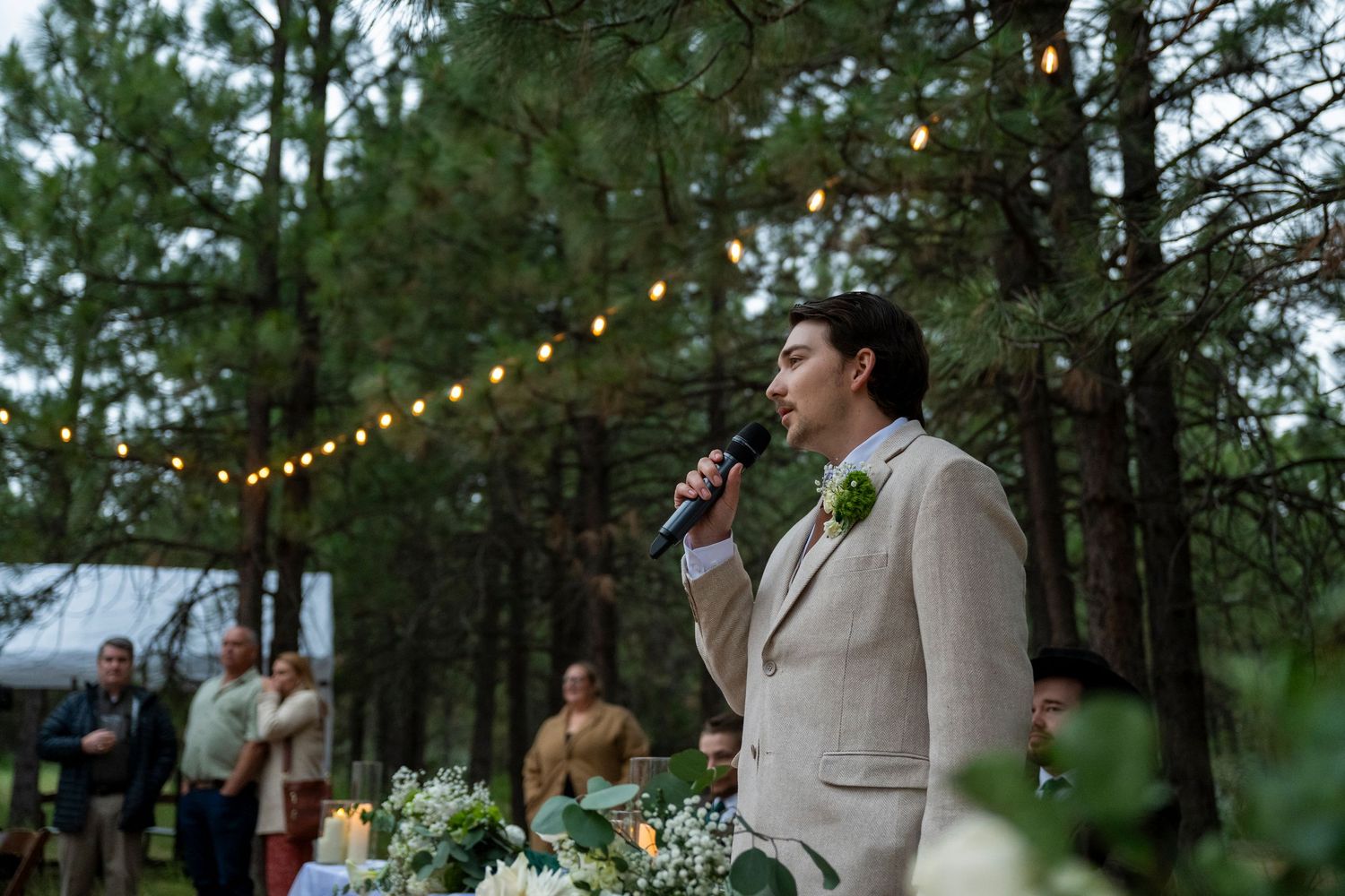 A groom sings during his wedding in the dalles, oregon
