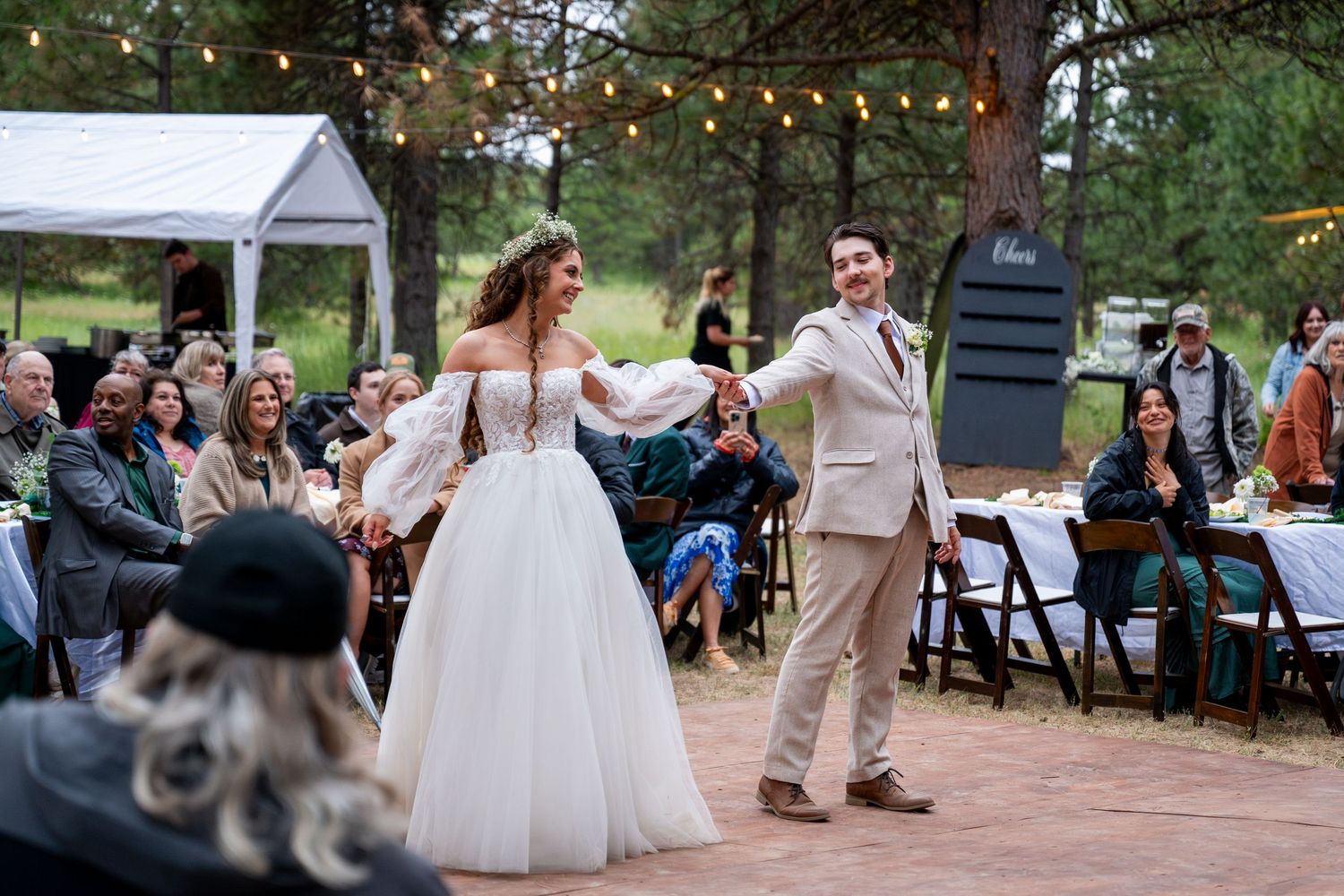 The bride and groom enjoy their first dance at an oregon wedding