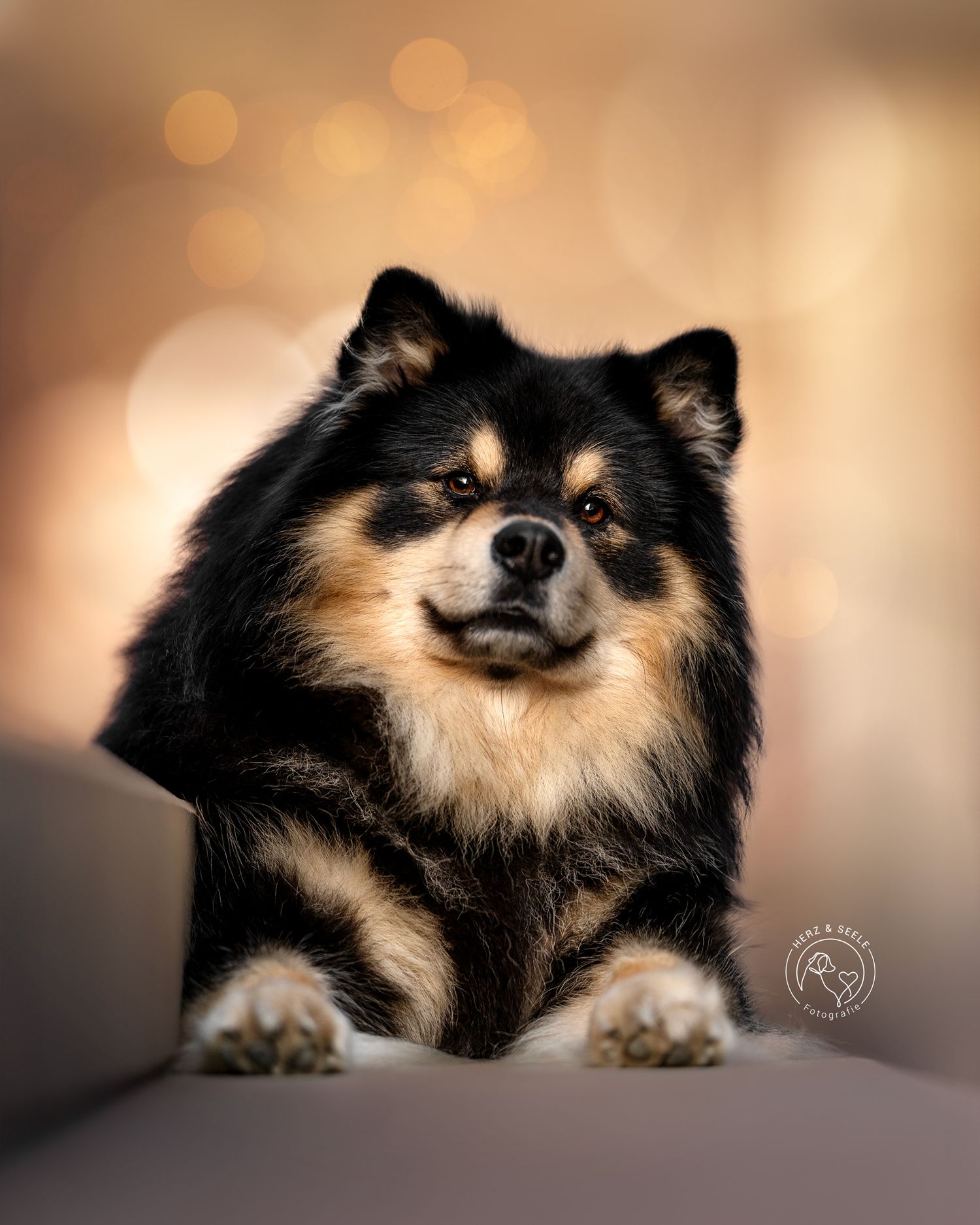 ein finnischer Lapphund in urbaner Umgebung