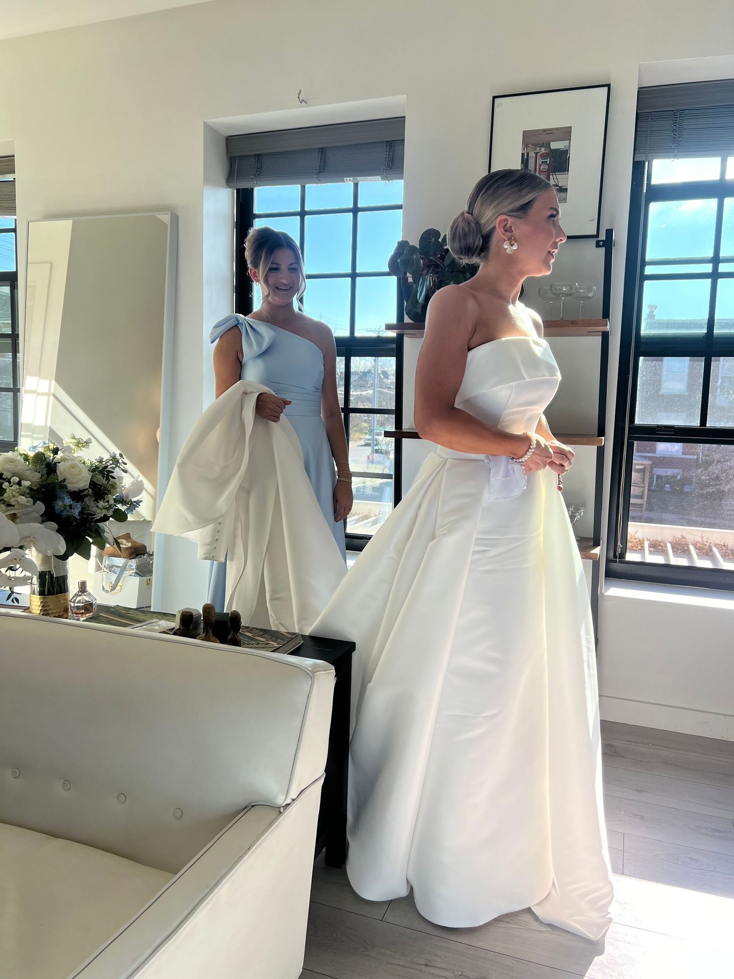 wedding content creation bride and maid of honor getting ready detail shot