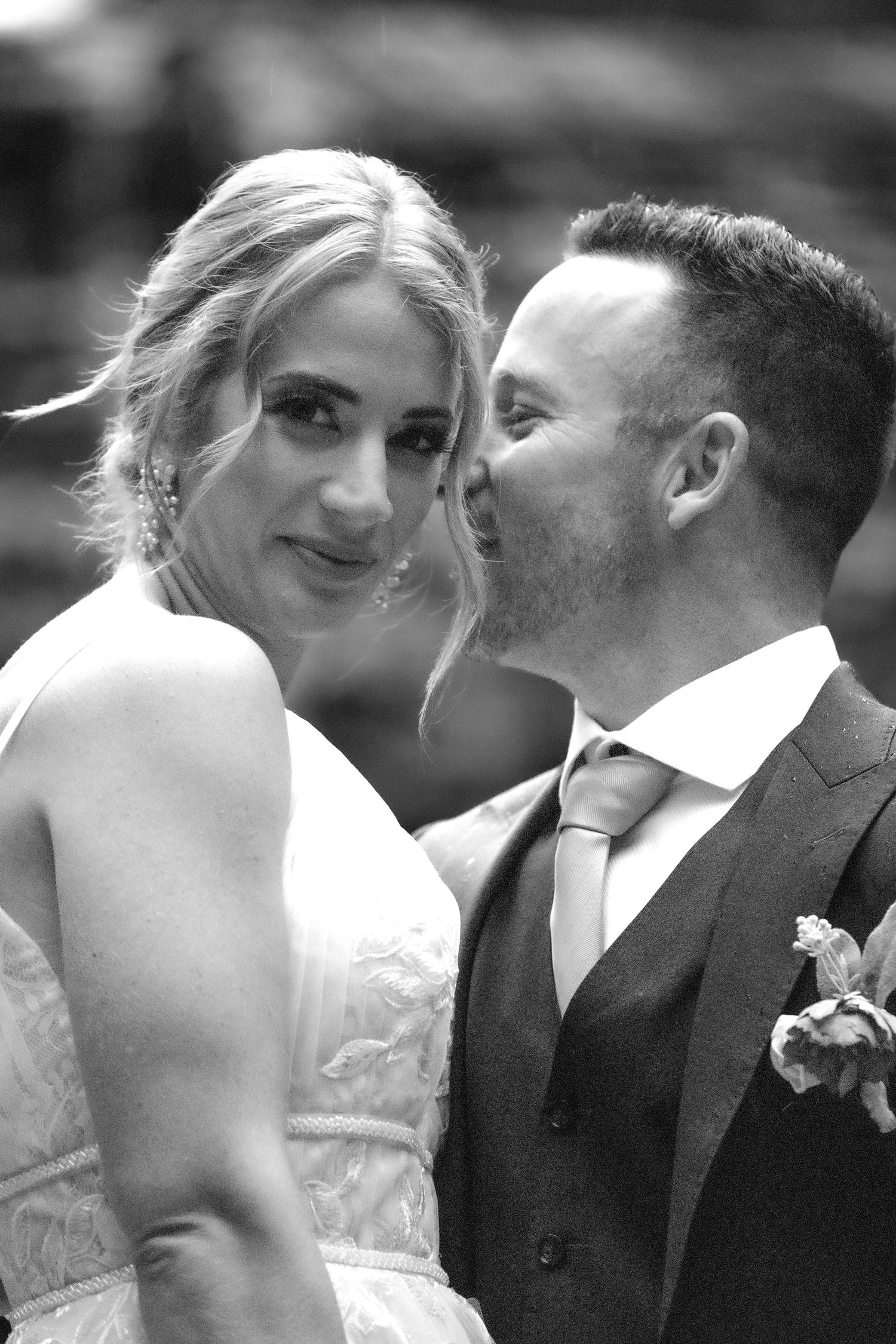 black and white photo of couple