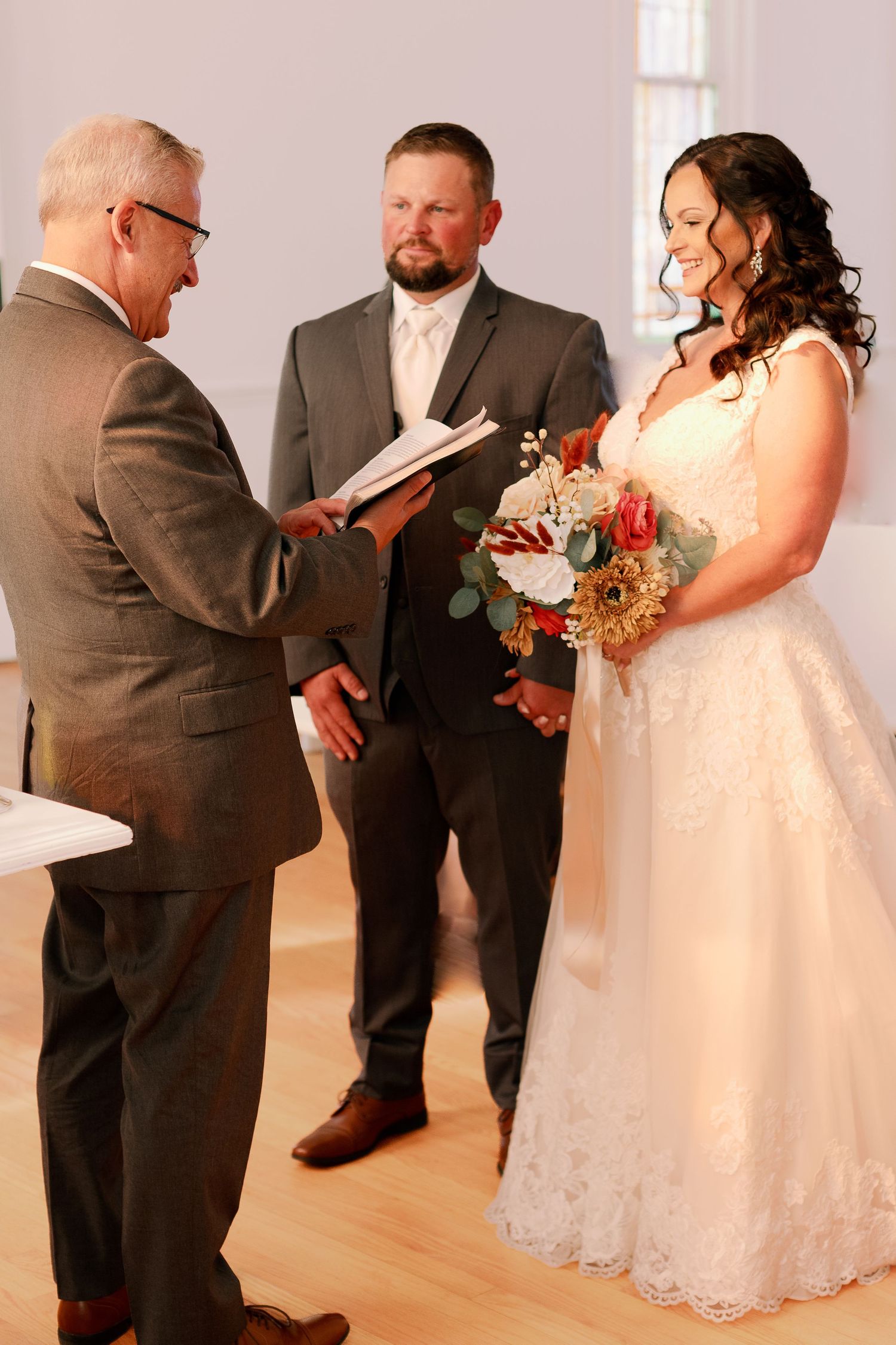 bride and groom say i do